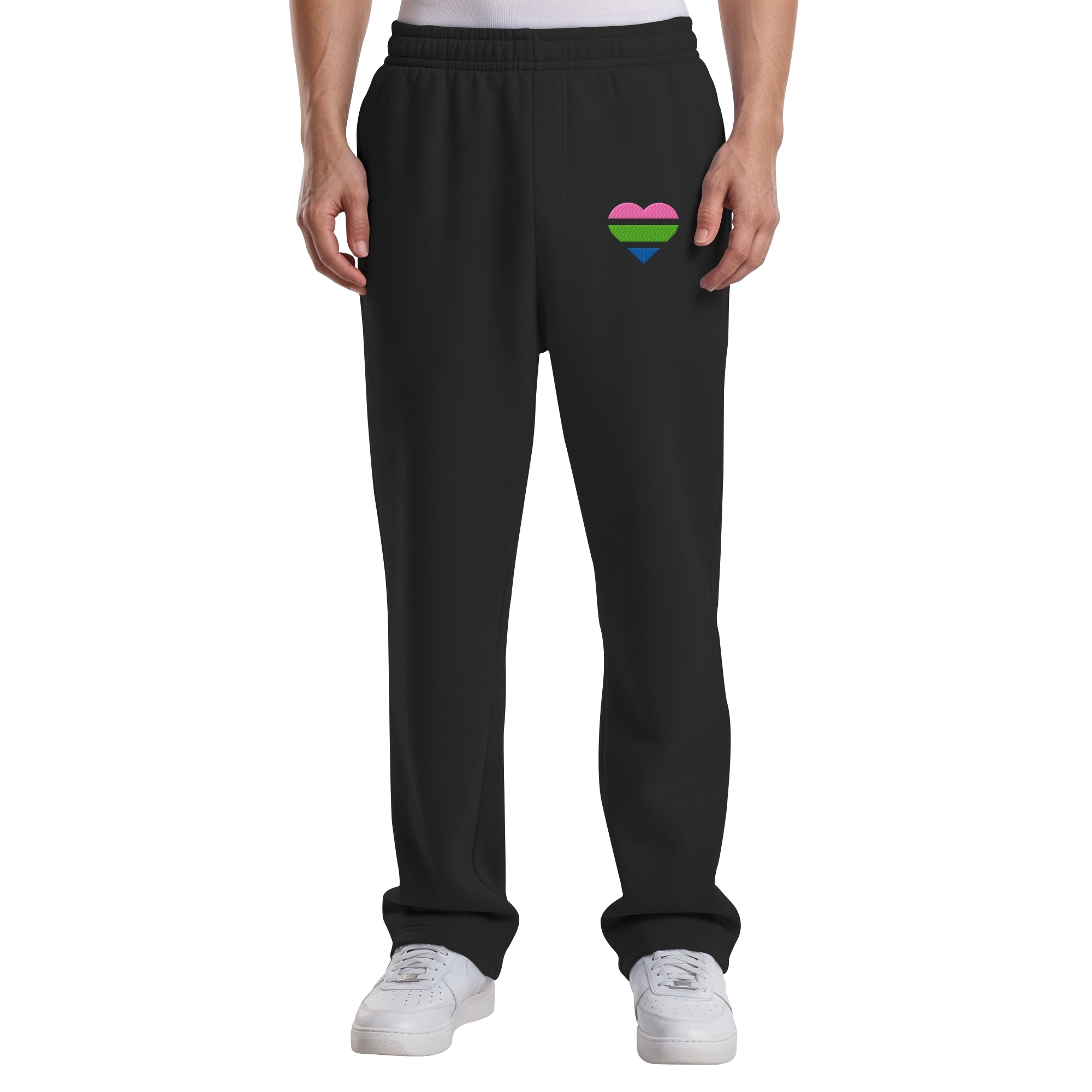 Fluffy Track Sweatpants - Polysexual Flag Herz Stick