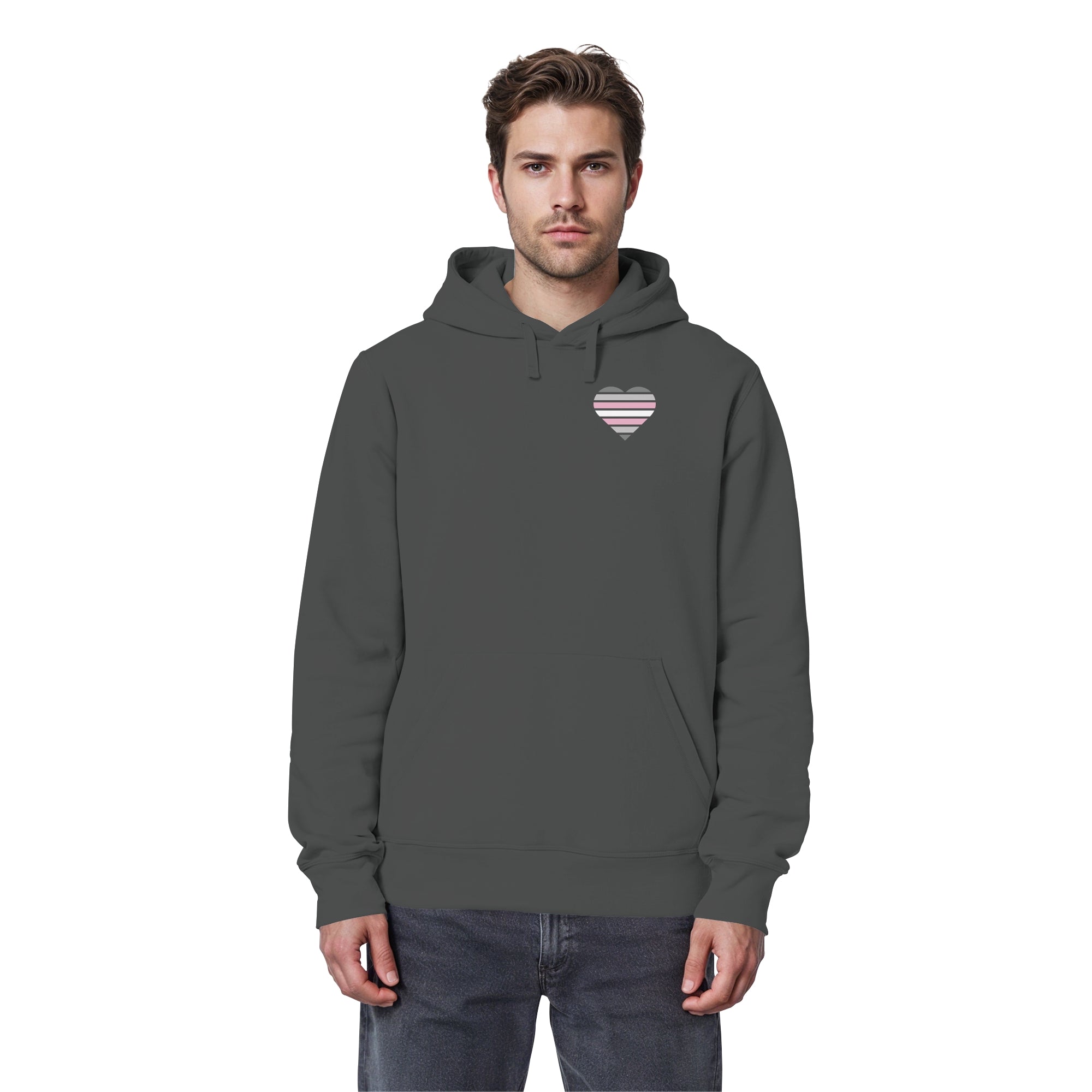 Organic Basic Hoodie - Demigirl Flag Herz Print
