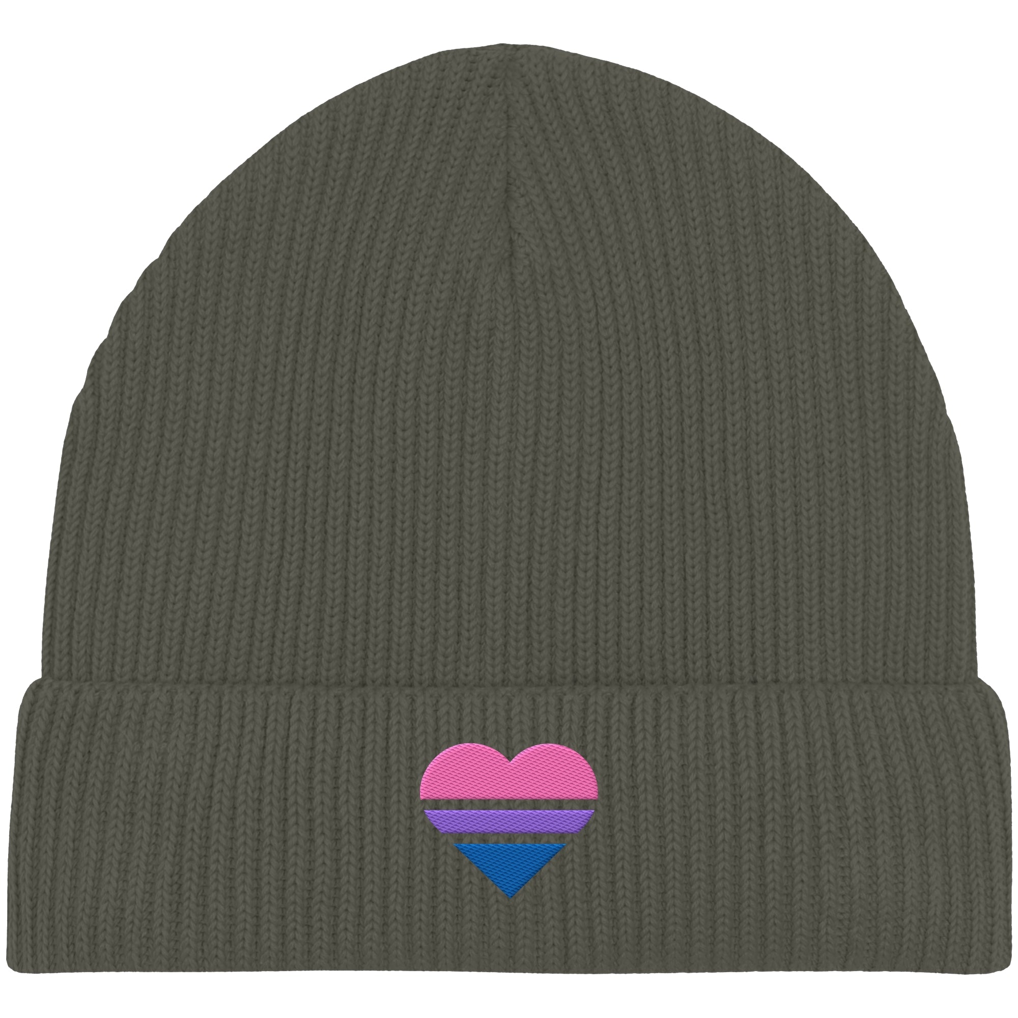 Organic Fisherman Beanie - Bisexual Flag Herz Stick