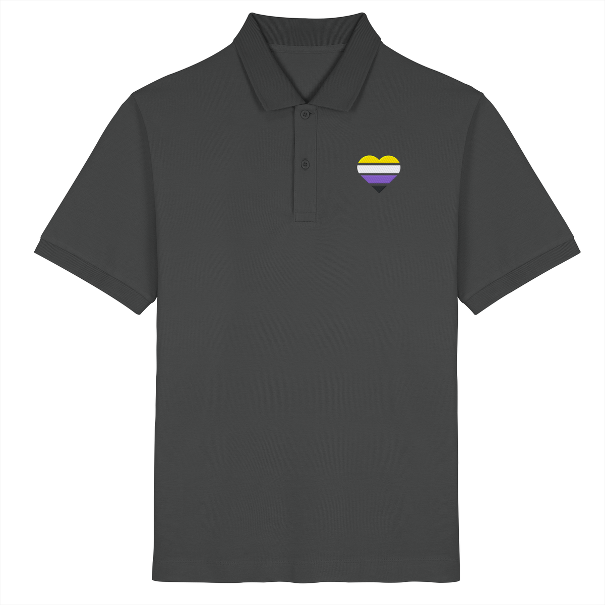 Organic Poloshirt mit Herz Stick - Nonbinary