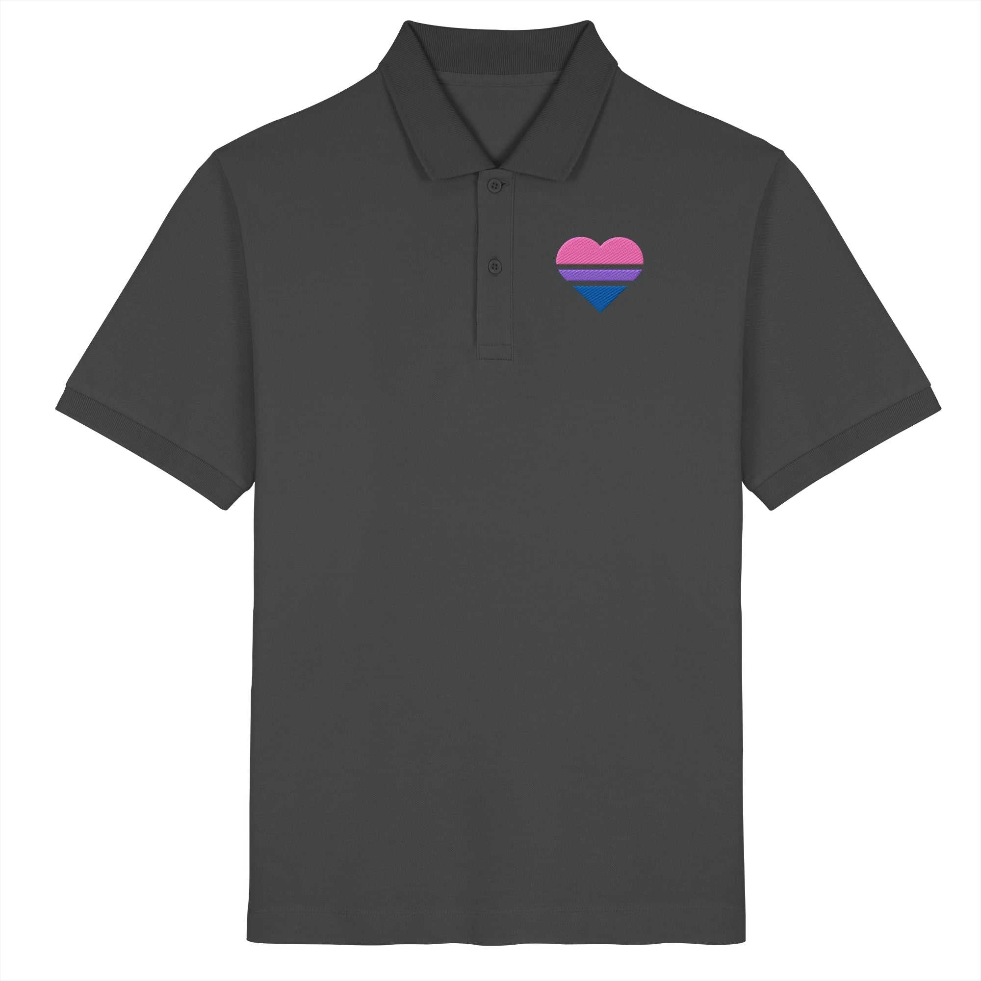Organic Poloshirt - Bisexual Flag Herz Stick