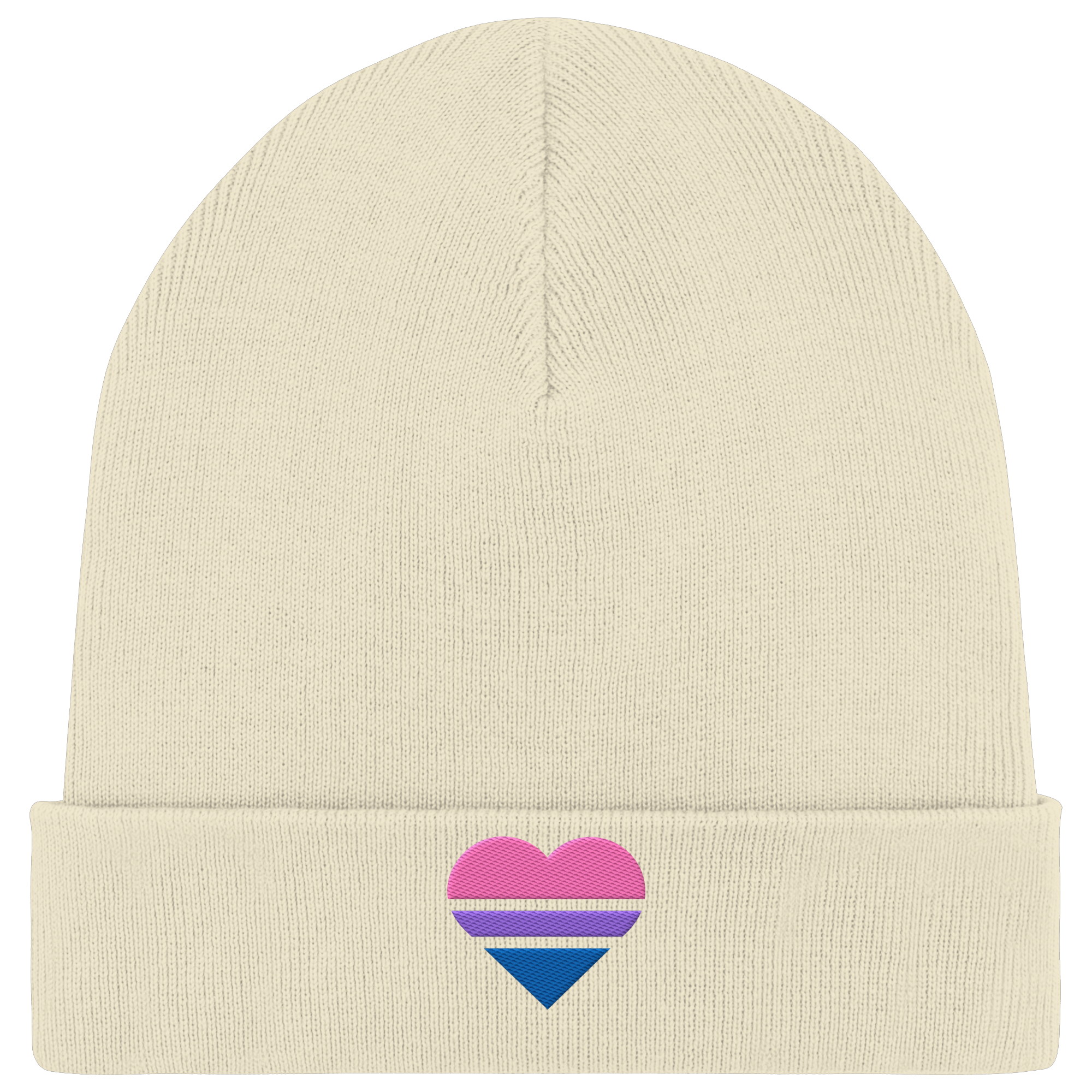 Organic Rib Beanie - Bisexual Flag Herz Stick