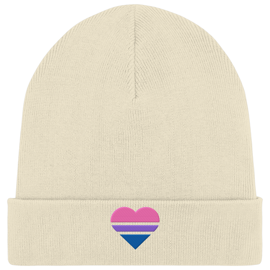 Organic Rib Beanie - Bisexual Flag Herz Stick