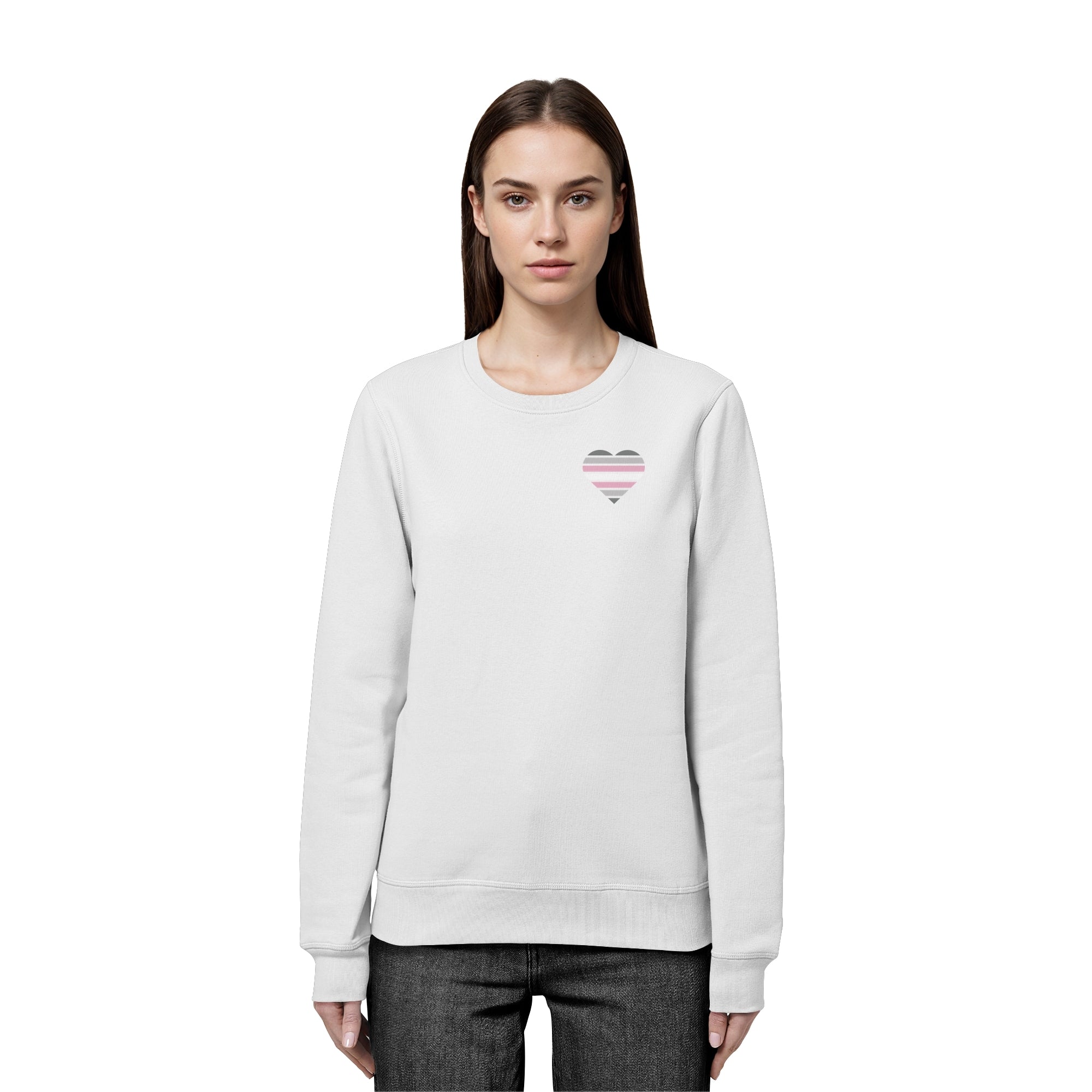 Organic Basic Sweatshirt - Demigirl Flag Herz Print