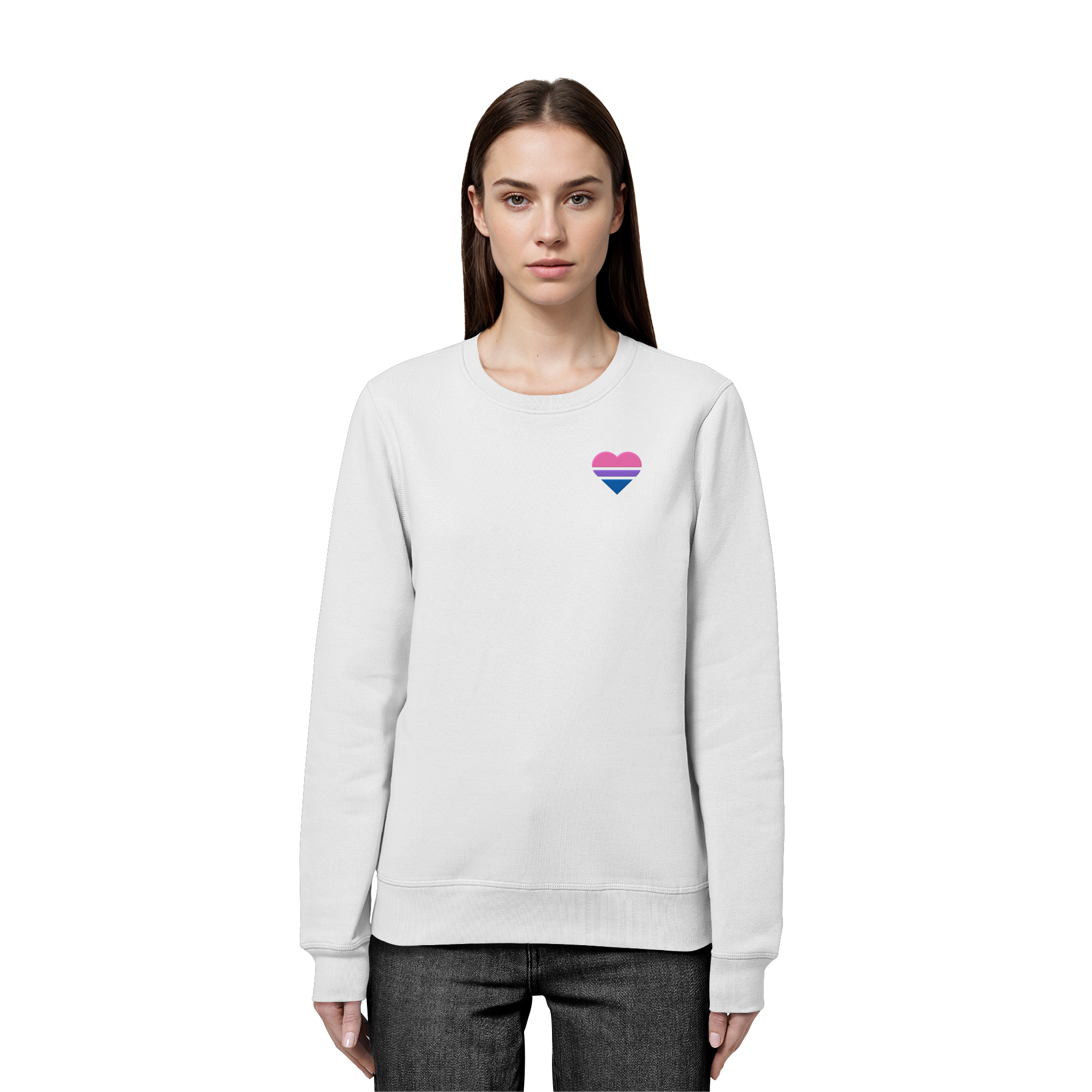 Organic Basic Sweatshirt - Bisexual Flag Herz Stick