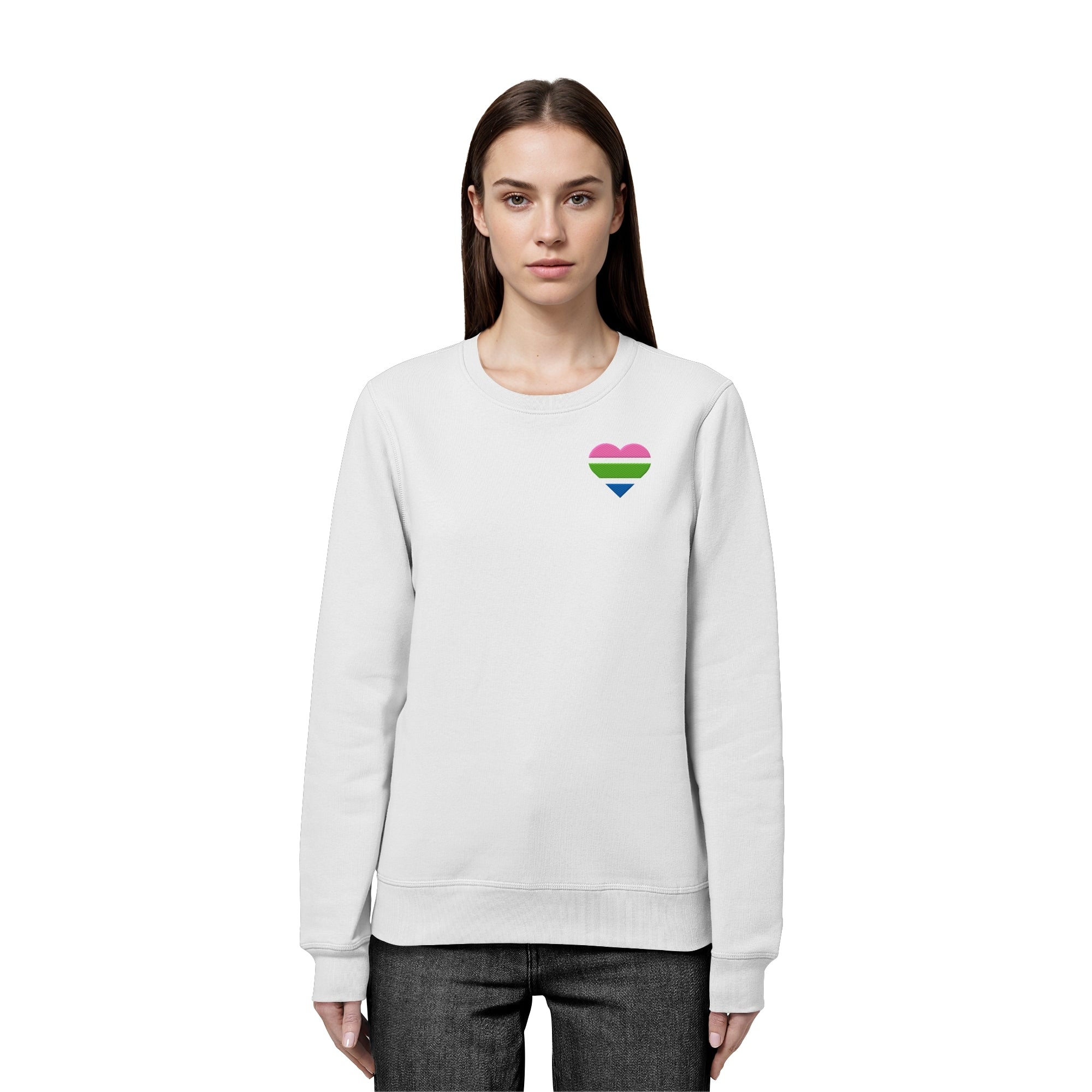 Organic Basic Sweatshirt - Polysexual Flag Herz Stick