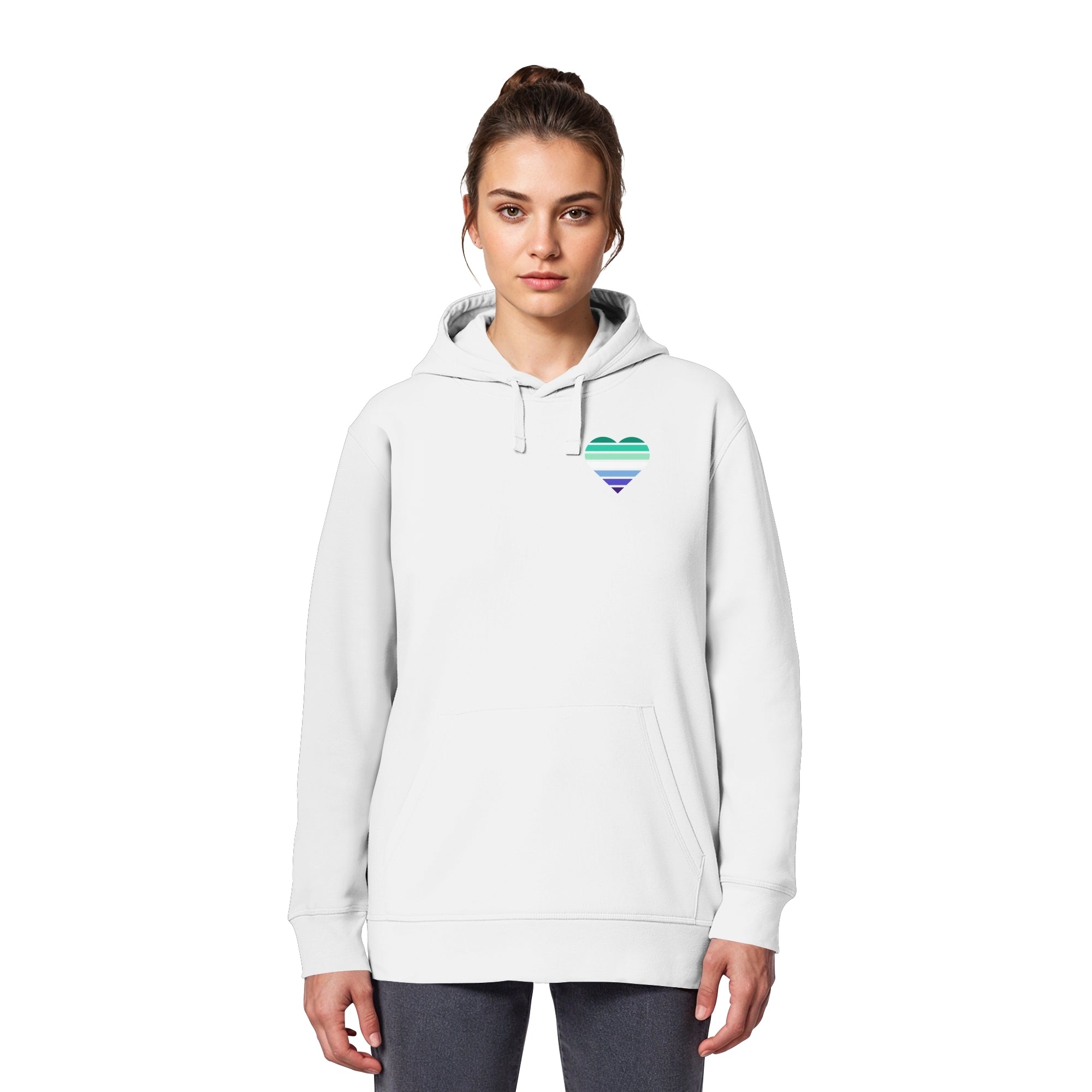 Organic Basic Hoodie - Gay Flag Herz Print