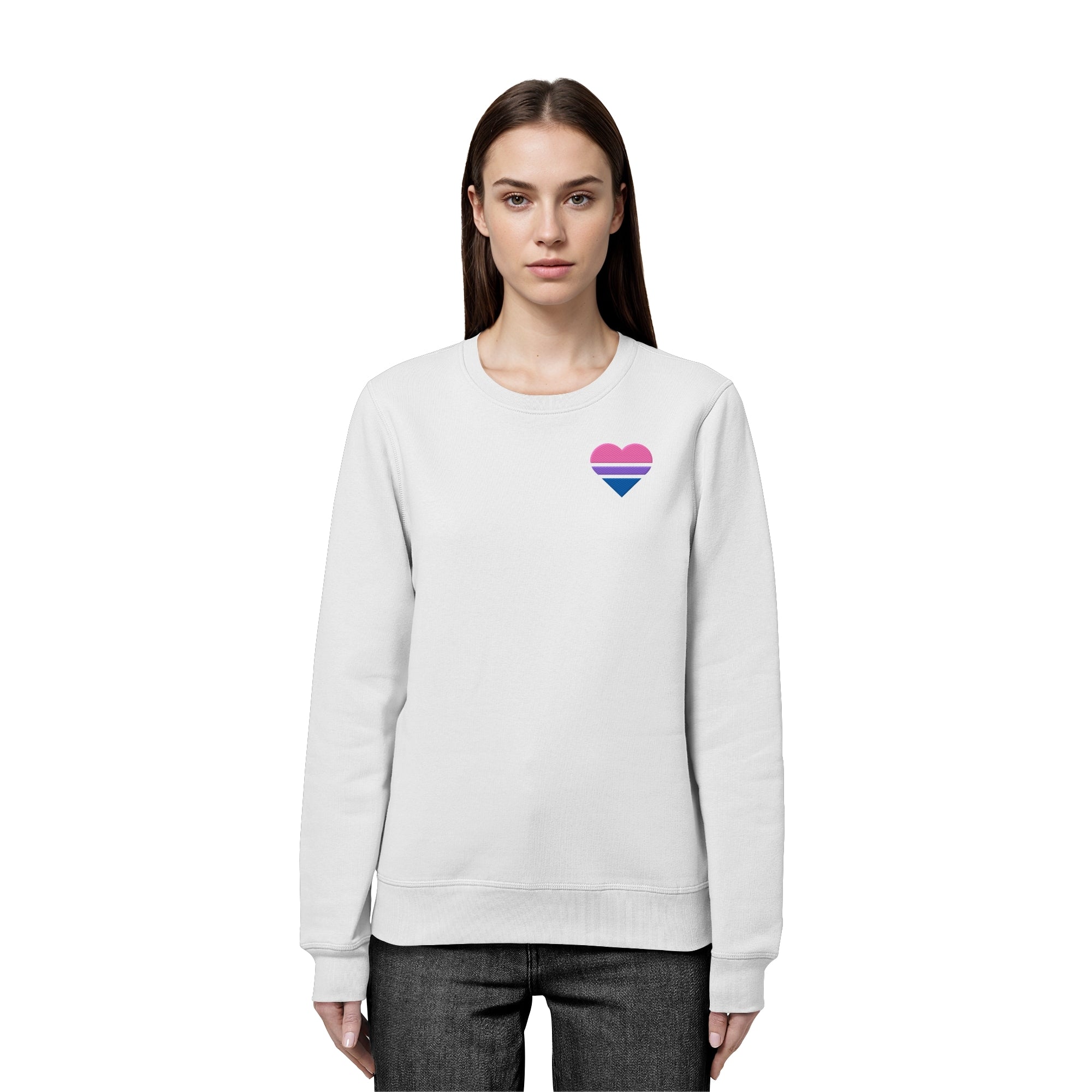 Organic Basic Sweatshirt - Bisexual Flag Herz Stick