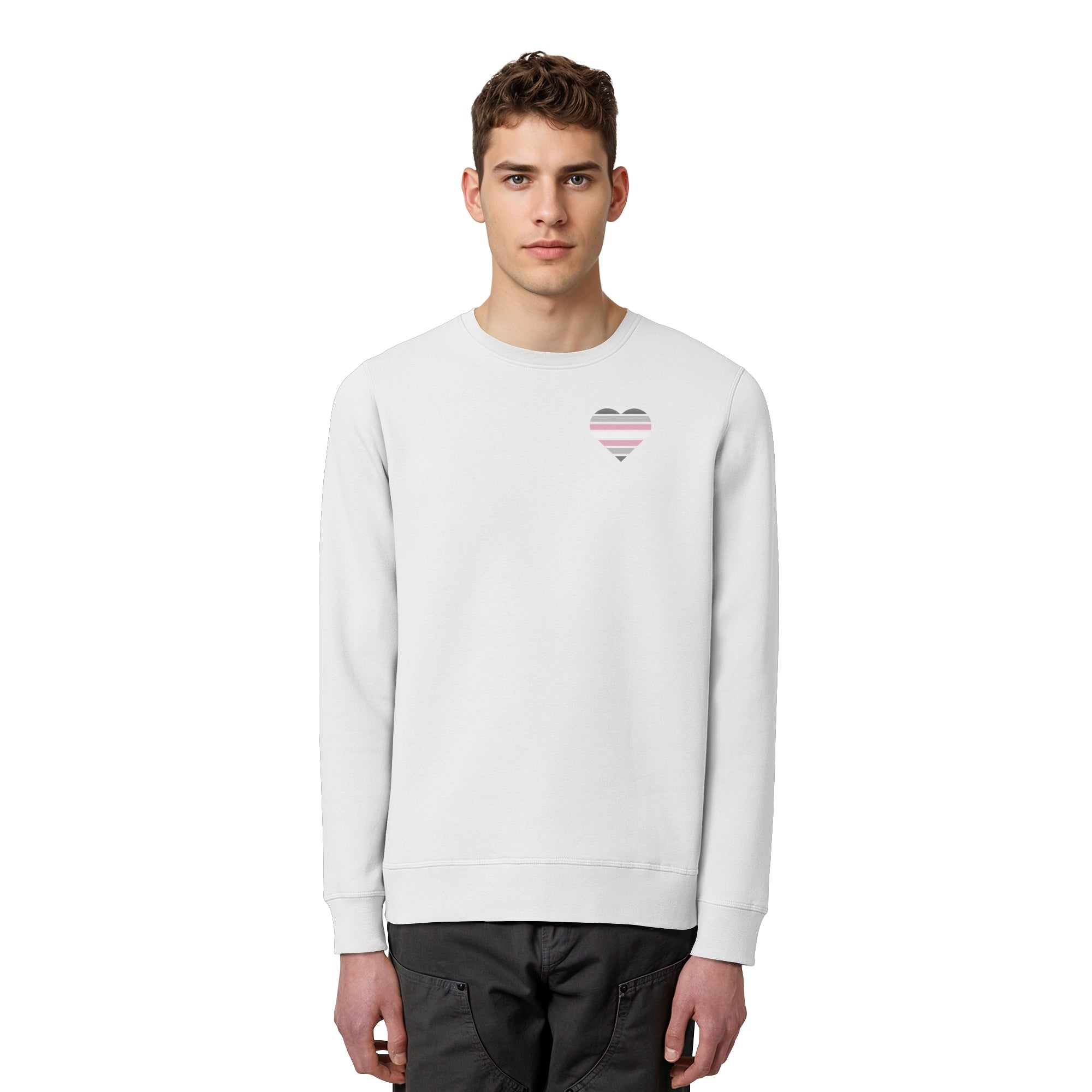 Organic Basic Sweatshirt - Demigirl Flag Herz Print