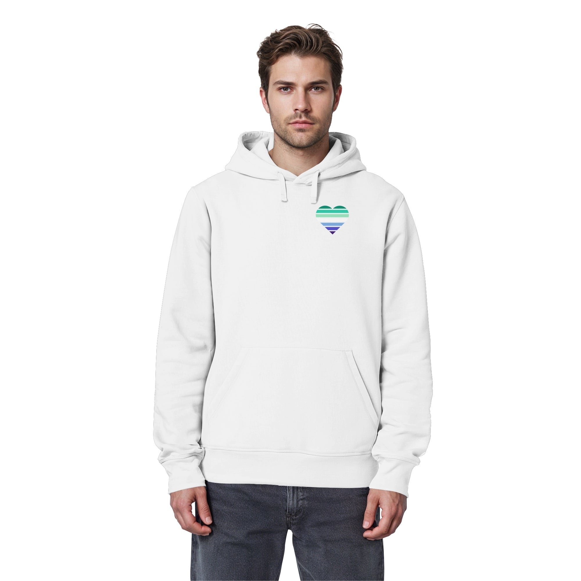 Organic Basic Hoodie - Gay Flag Herz Print