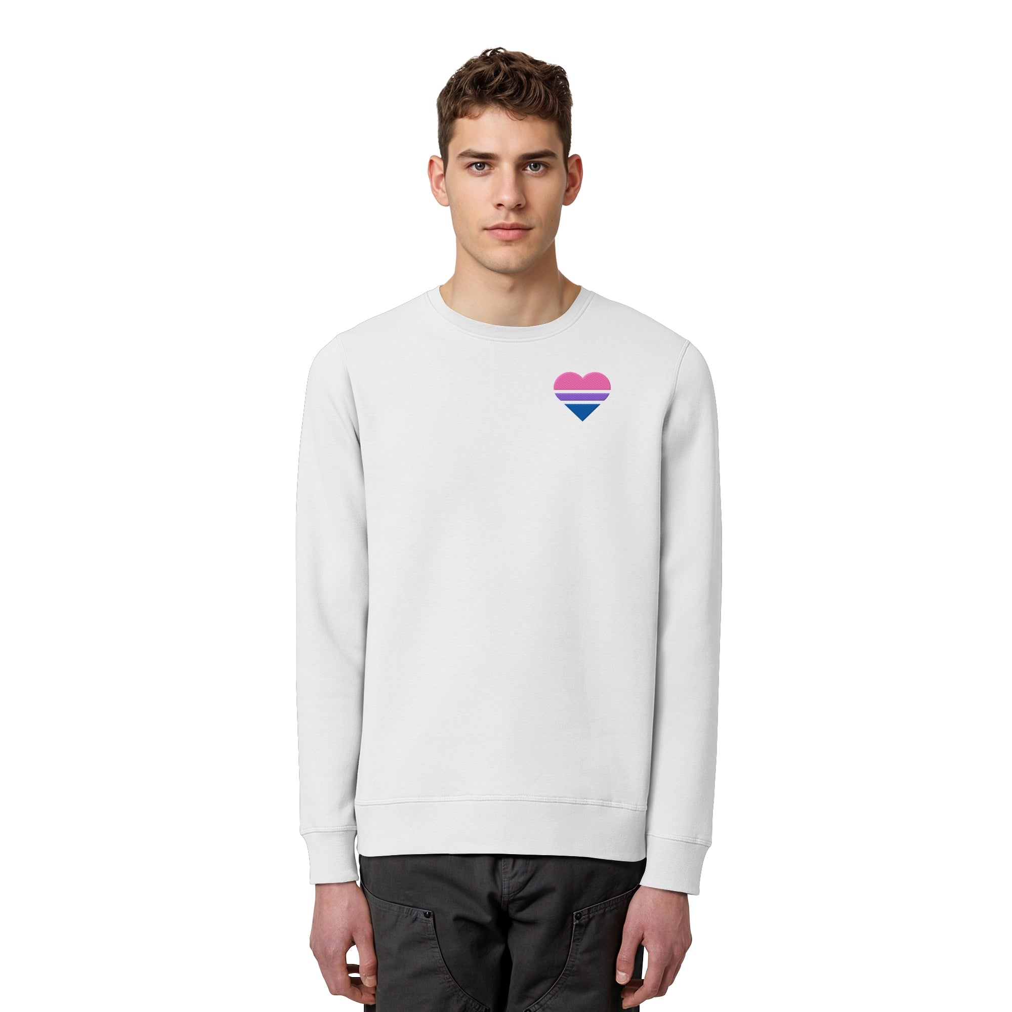 Organic Basic Sweatshirt - Bisexual Flag Herz Stick