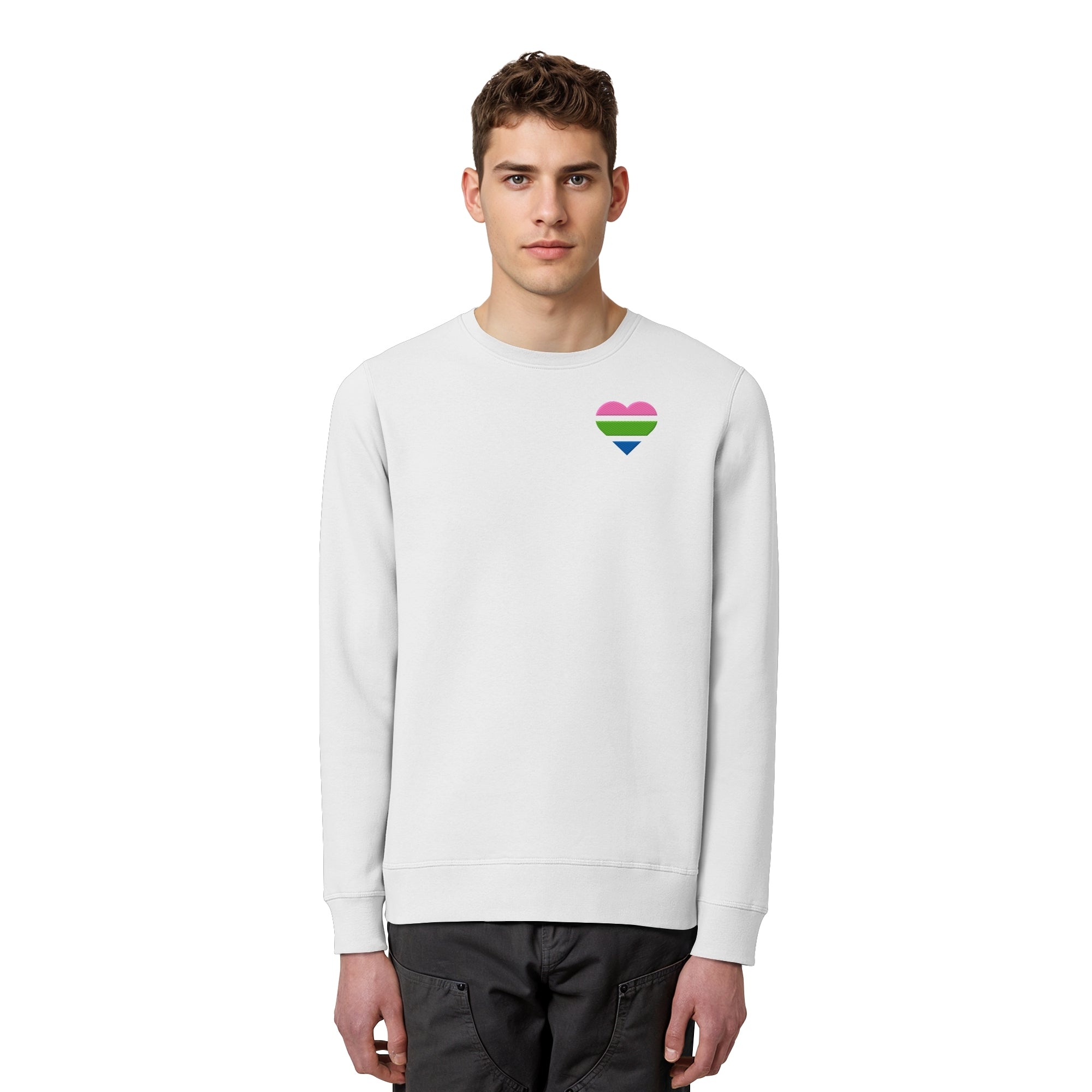 Organic Basic Sweatshirt - Polysexual Flag Herz Stick
