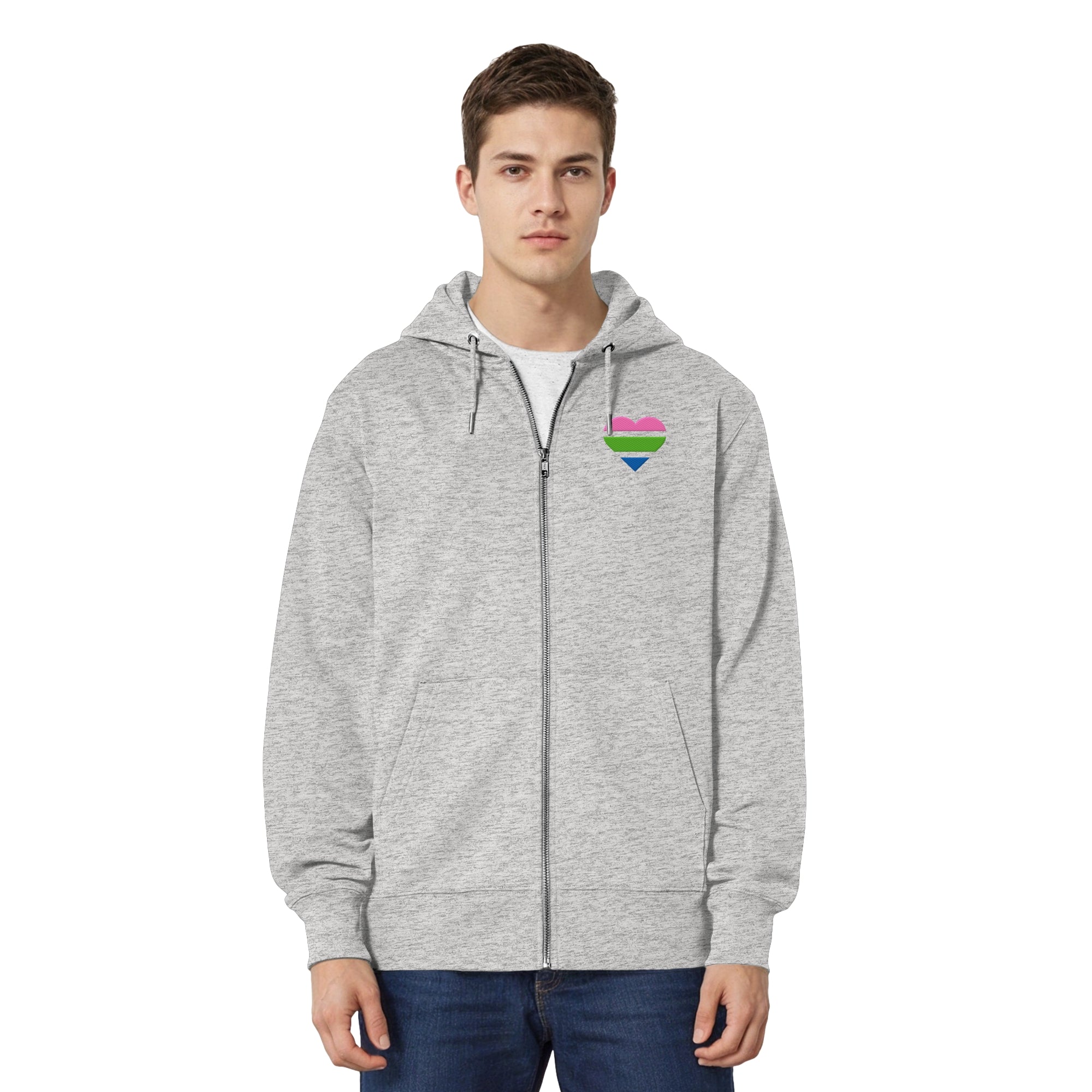Organic Relaxed Zipper - Polysexual Flag Herz Stick