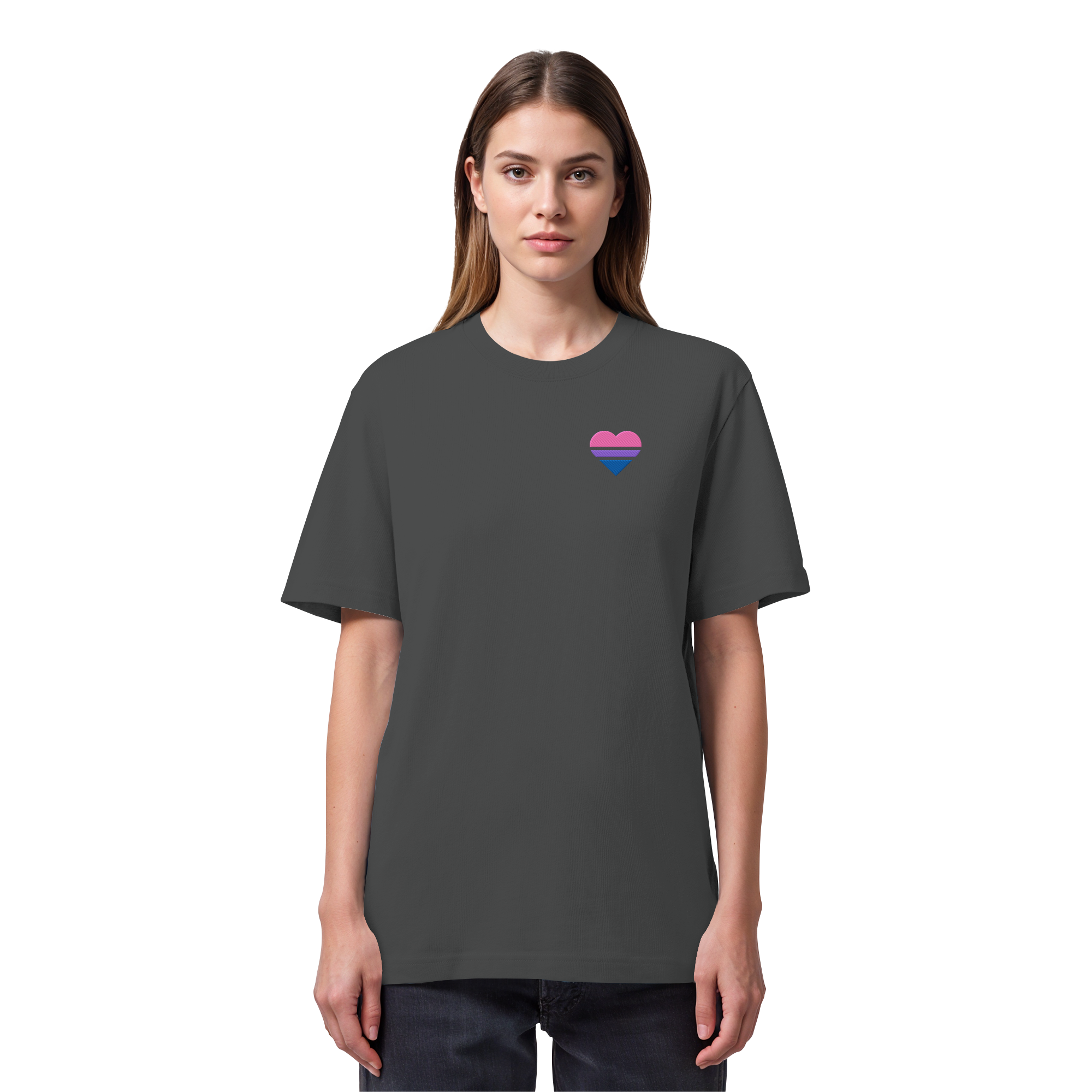 Organic Heavy Shirt - Bisexual Flag Herz Stick