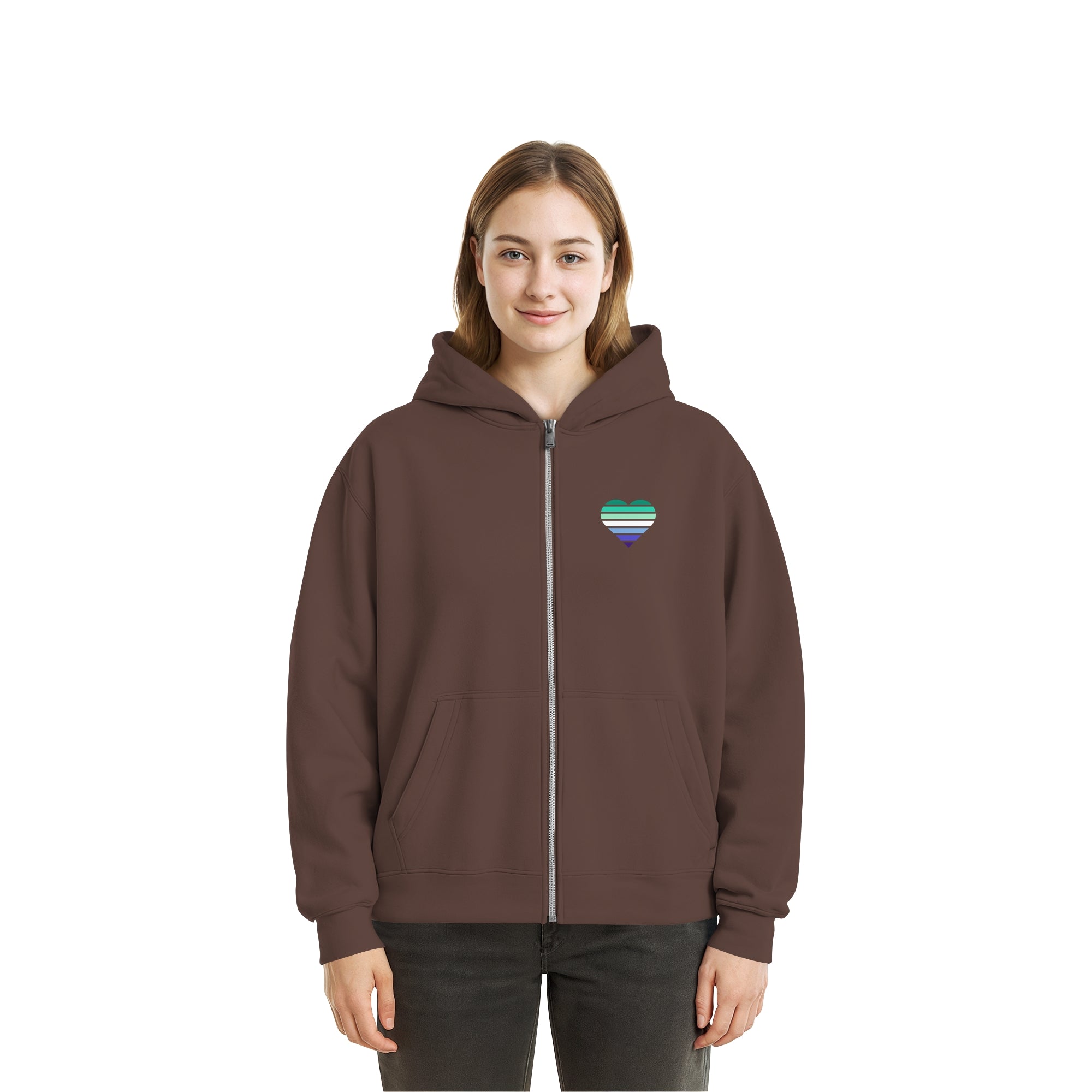 Fluffy Boxcut Zipper - Gay Flag Herz Print