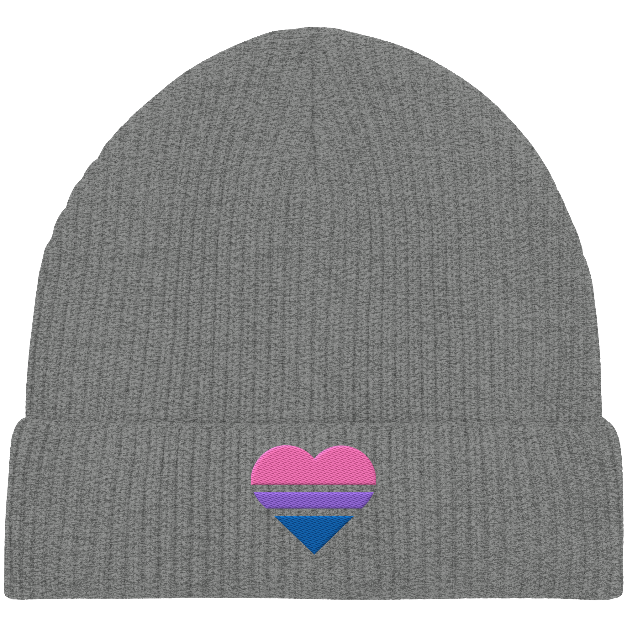 Organic Fisherman Beanie - Bisexual Flag Herz Stick