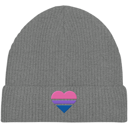 Organic Fisherman Beanie - Bisexual Flag Herz Stick