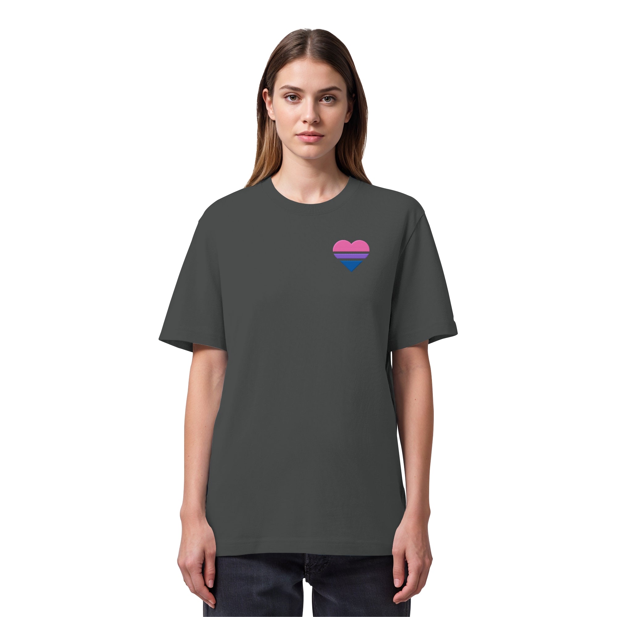 Organic Heavy Shirt - Bisexual Flag Herz Stick