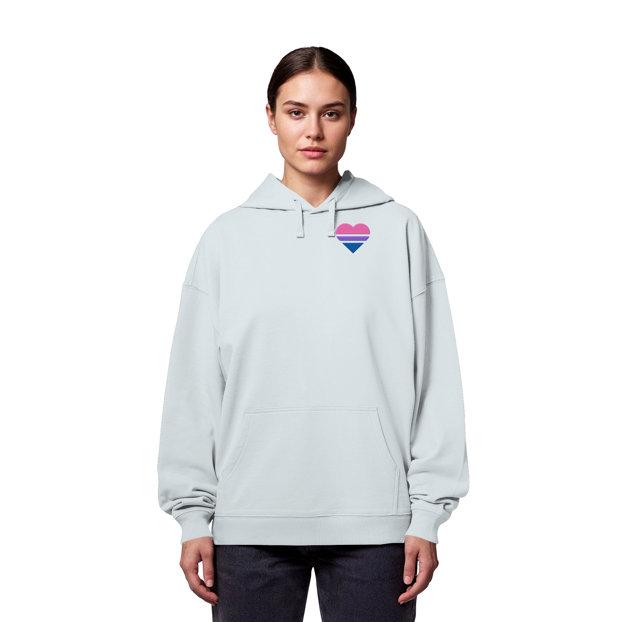 Organic Oversize Hoodie - Bisexual Flag Herz Stick