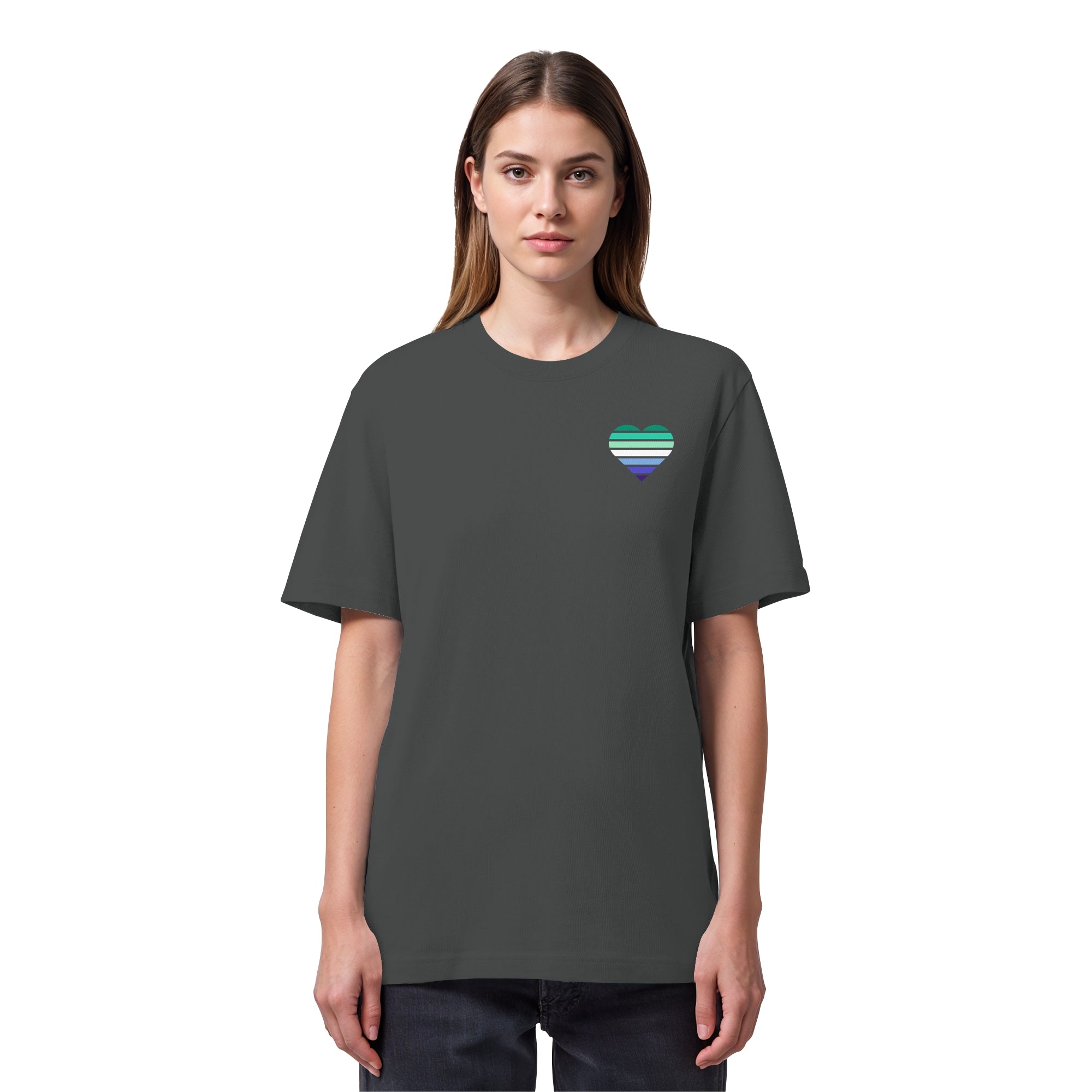 Organic Heavy Shirt - Gay Flag Herz Print