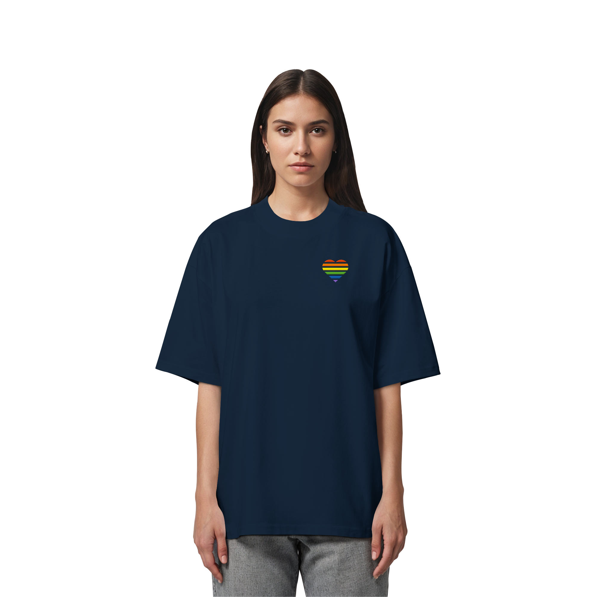 Organic Oversize Shirt - Pride Flag Herz Stick