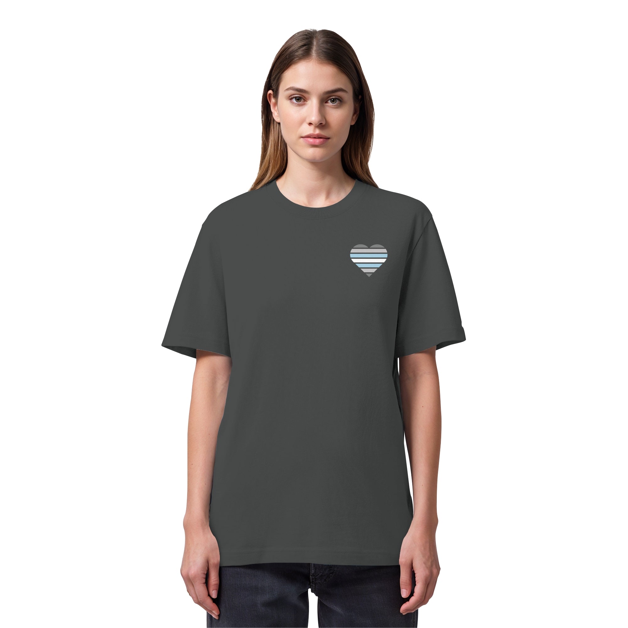 Organic Heavy Shirt - Demiboy Flag Herz Print