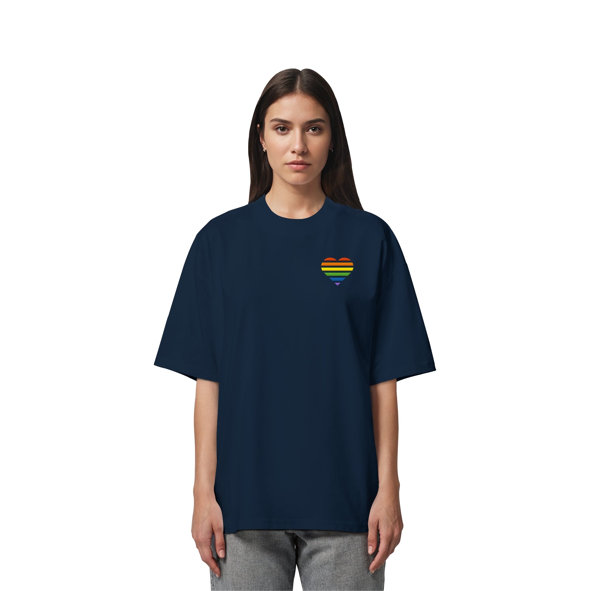 Organic Oversize Shirt - Pride Flag Herz Stick