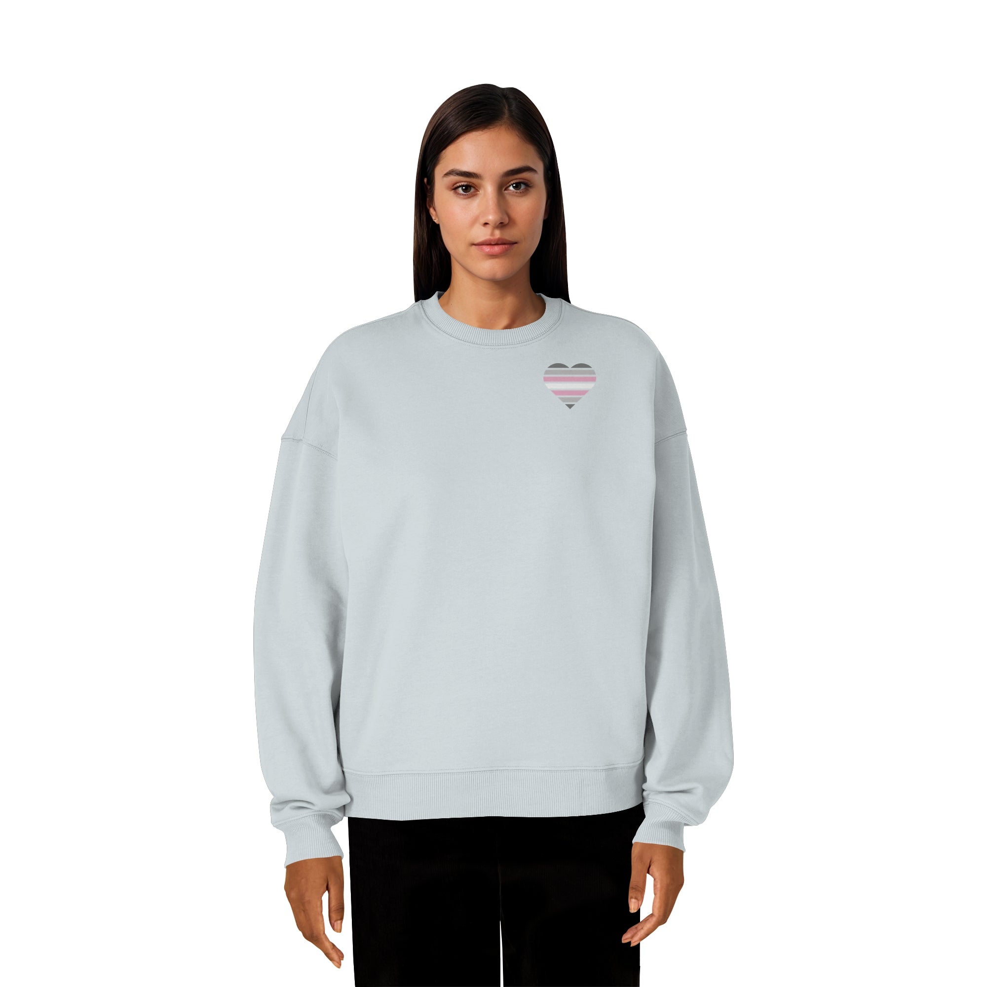 Organic Oversize Sweatshirt - Demigirl Flag Herz Print