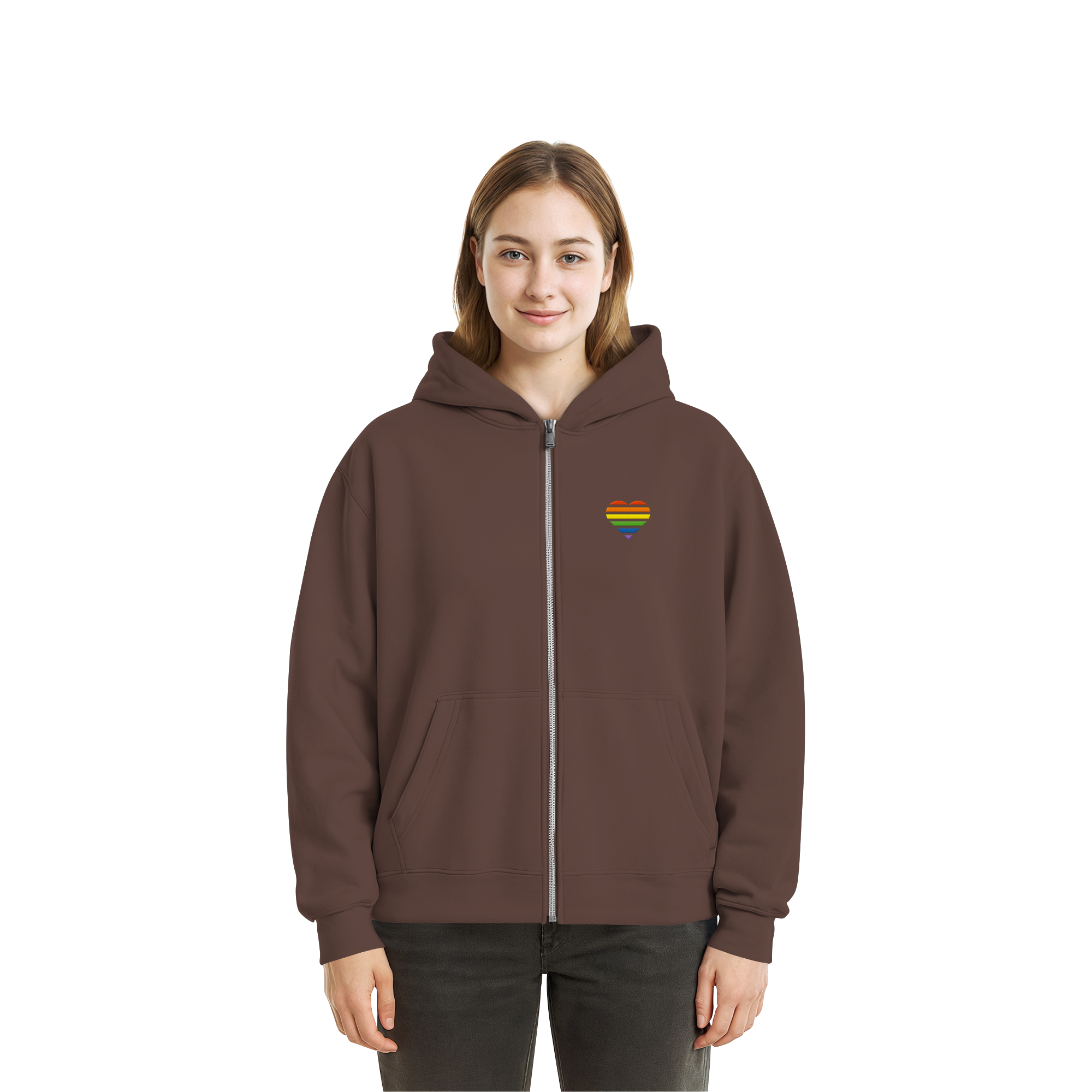 Fluffy Boxcut Zipper - Pride Flag Herz Stick