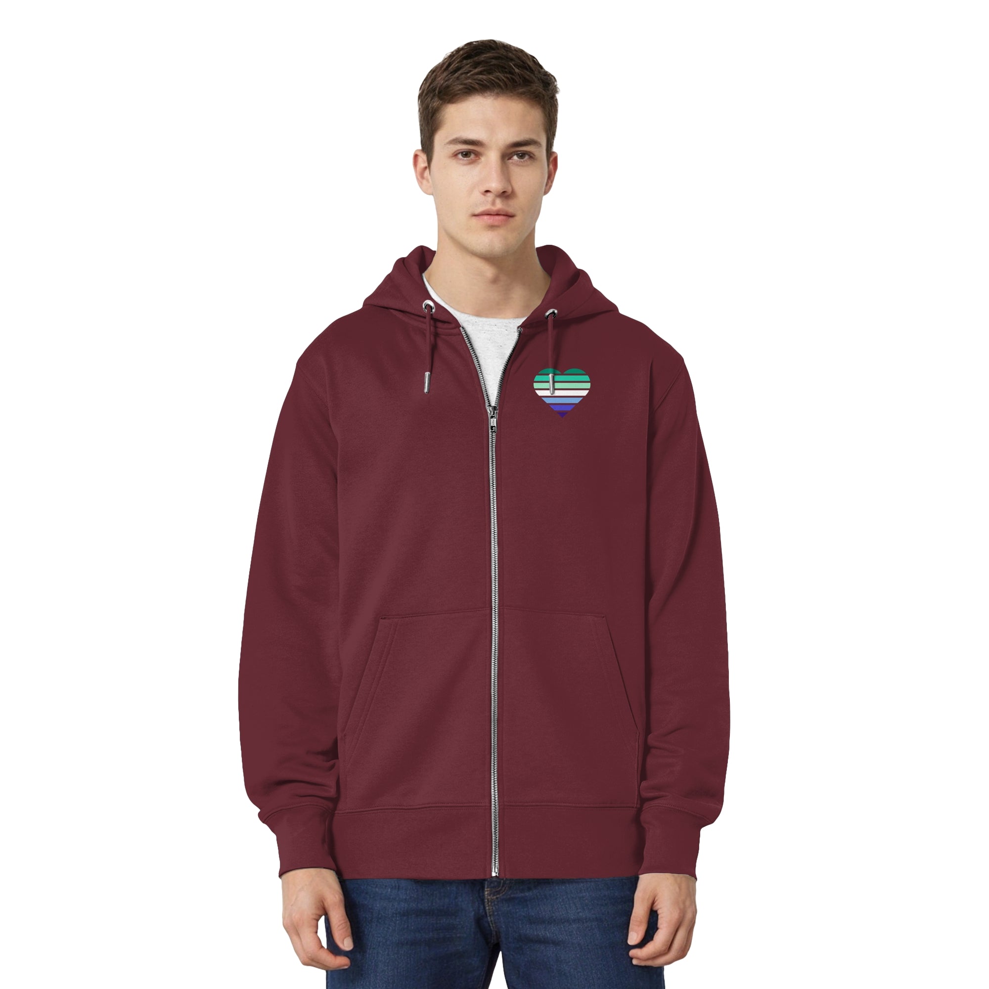 Organic Relaxed Zipper - Gay Flag Herz Print