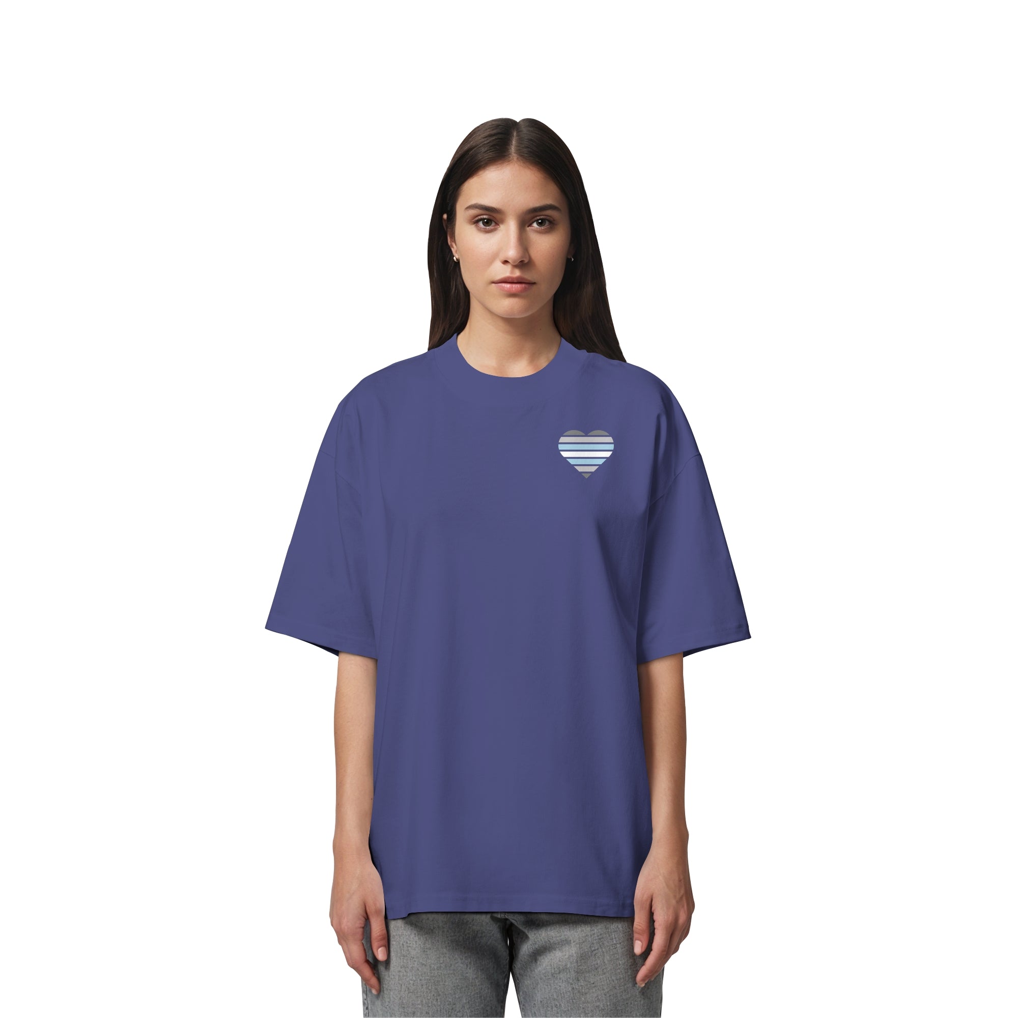 Organic Oversize Shirt - Demiboy Flag Herz Print
