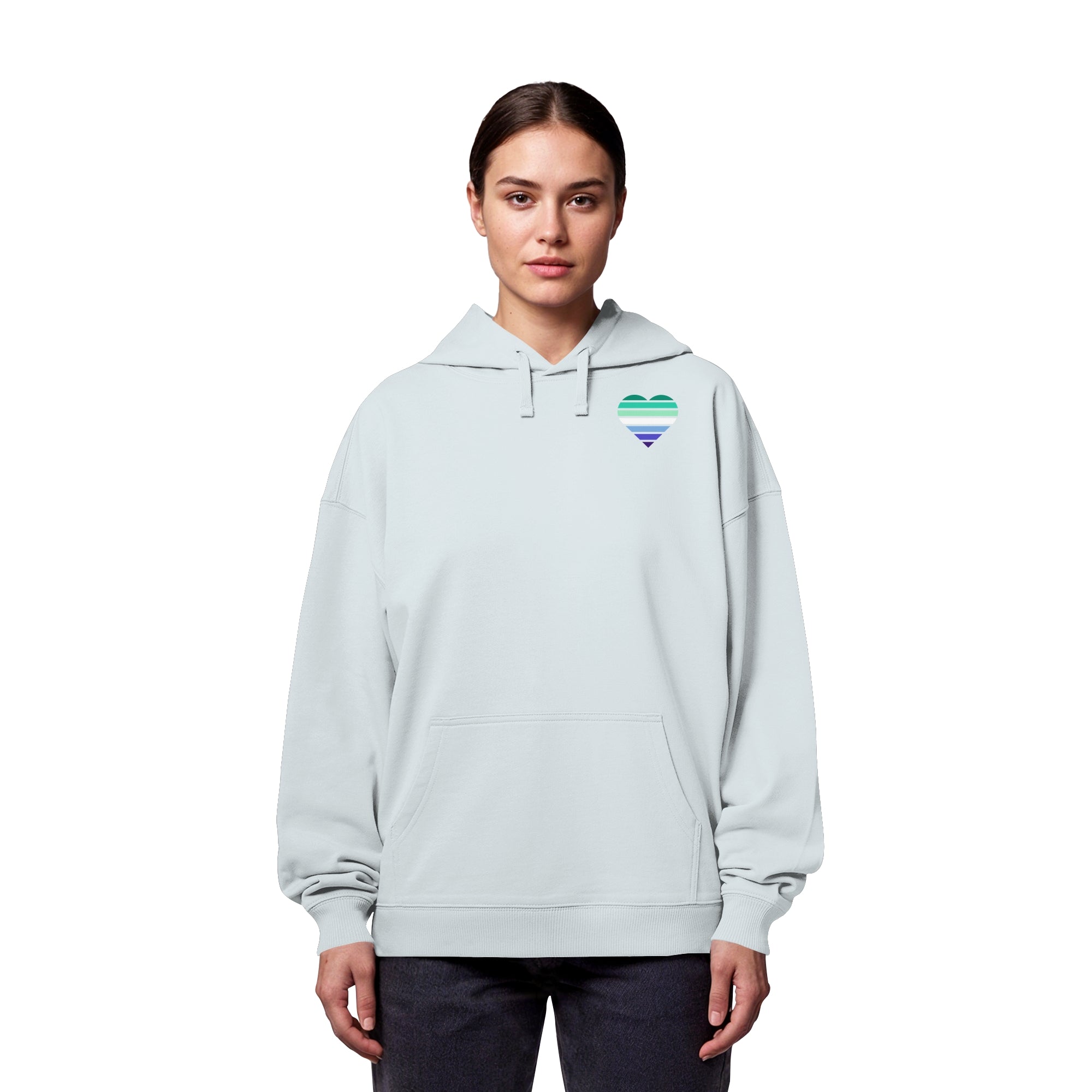 Organic Oversize Hoodie - Gay Flag Herz Print