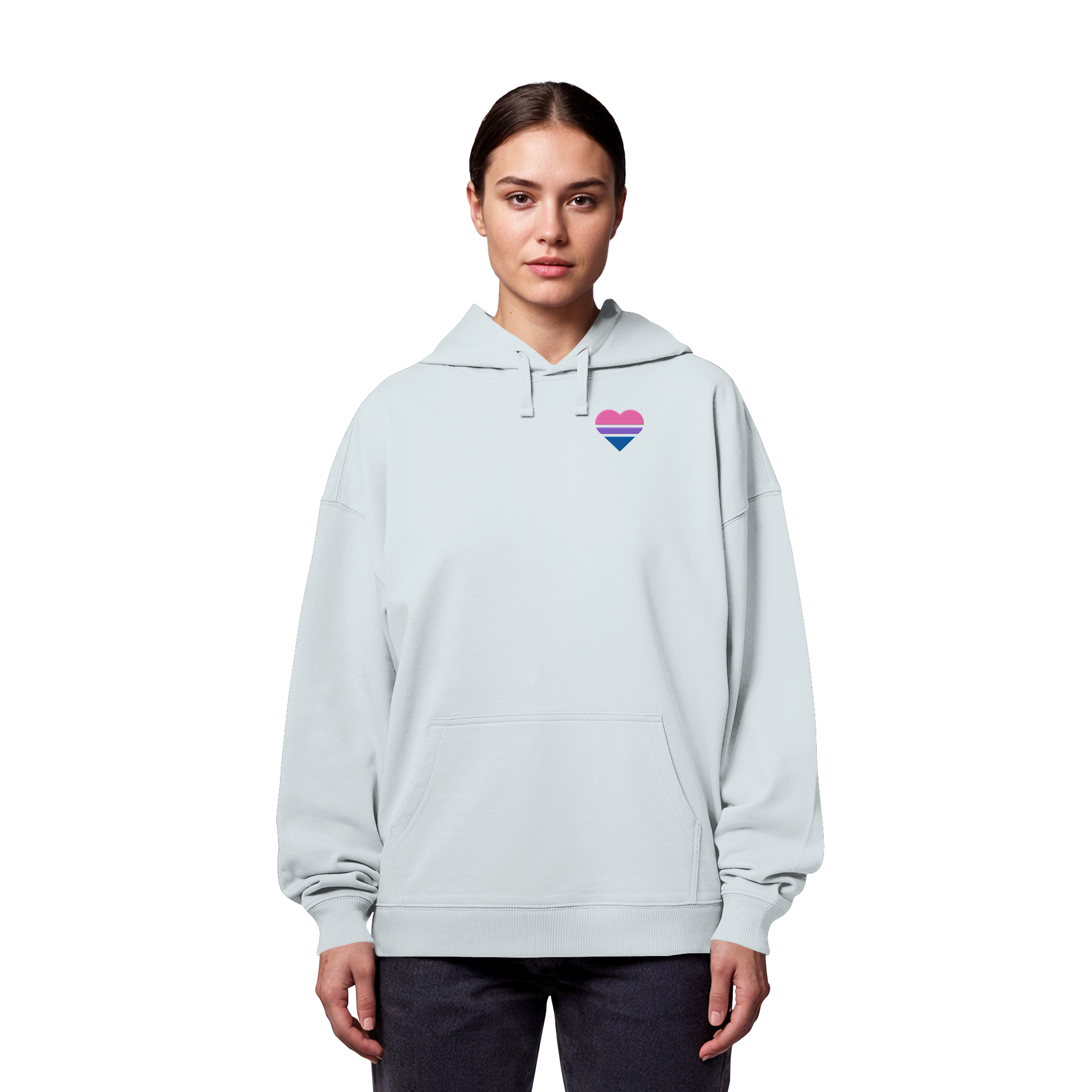 Organic Oversize Hoodie - Bisexual Flag Herz Stick