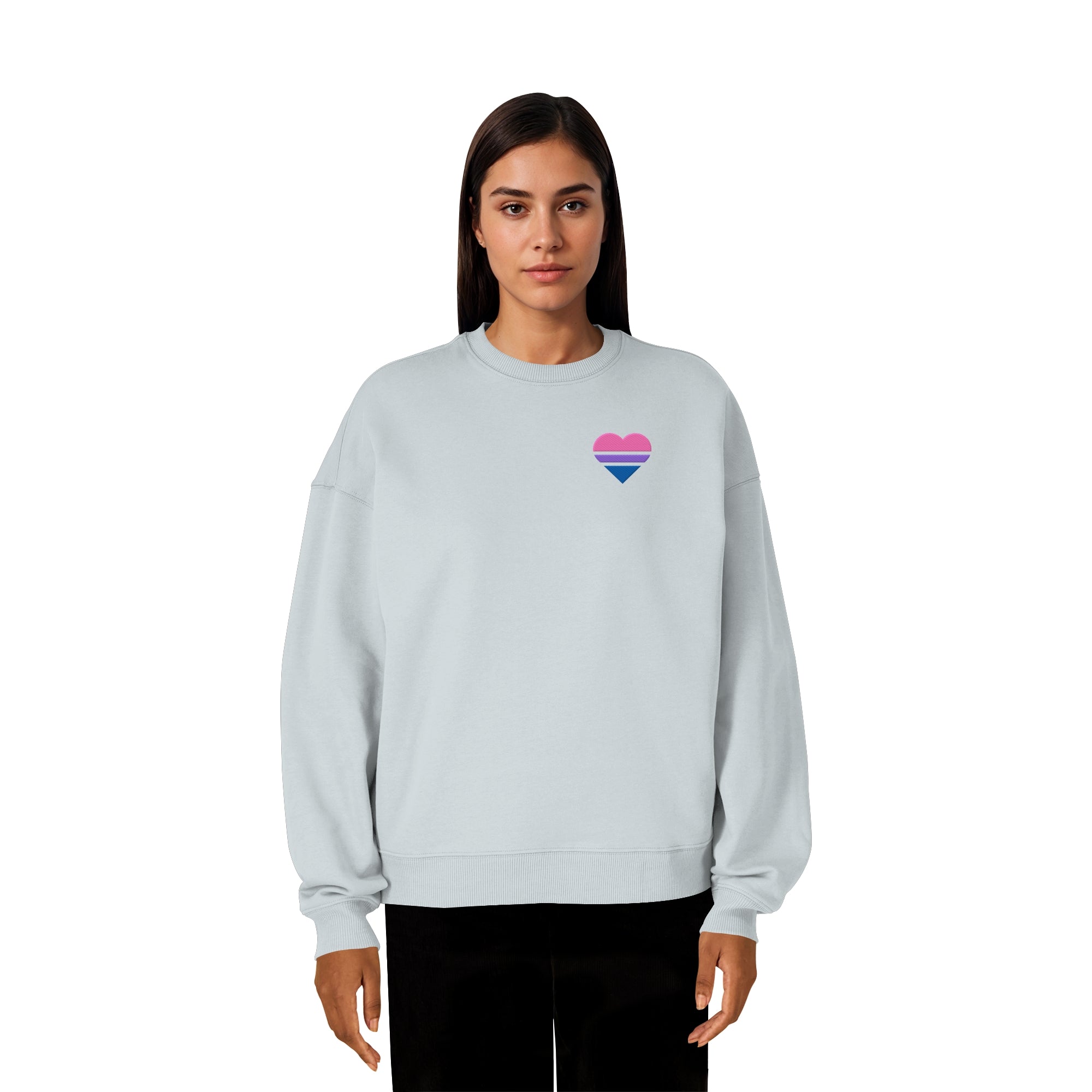 Organic Oversize Sweatshirt - Bisexual Flag Herz Stick