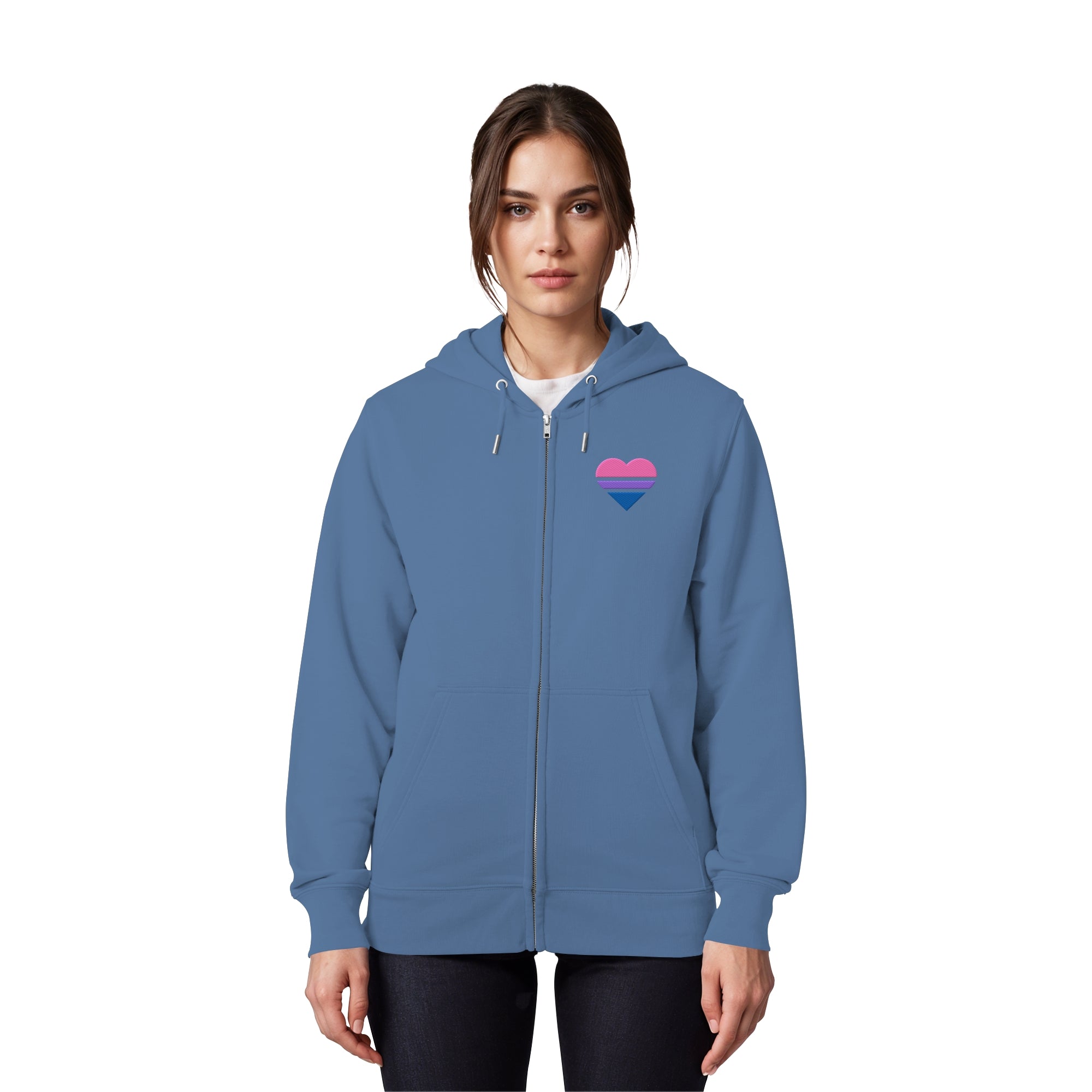 Organic Zipper - Bisexual Flag Herz Stick
