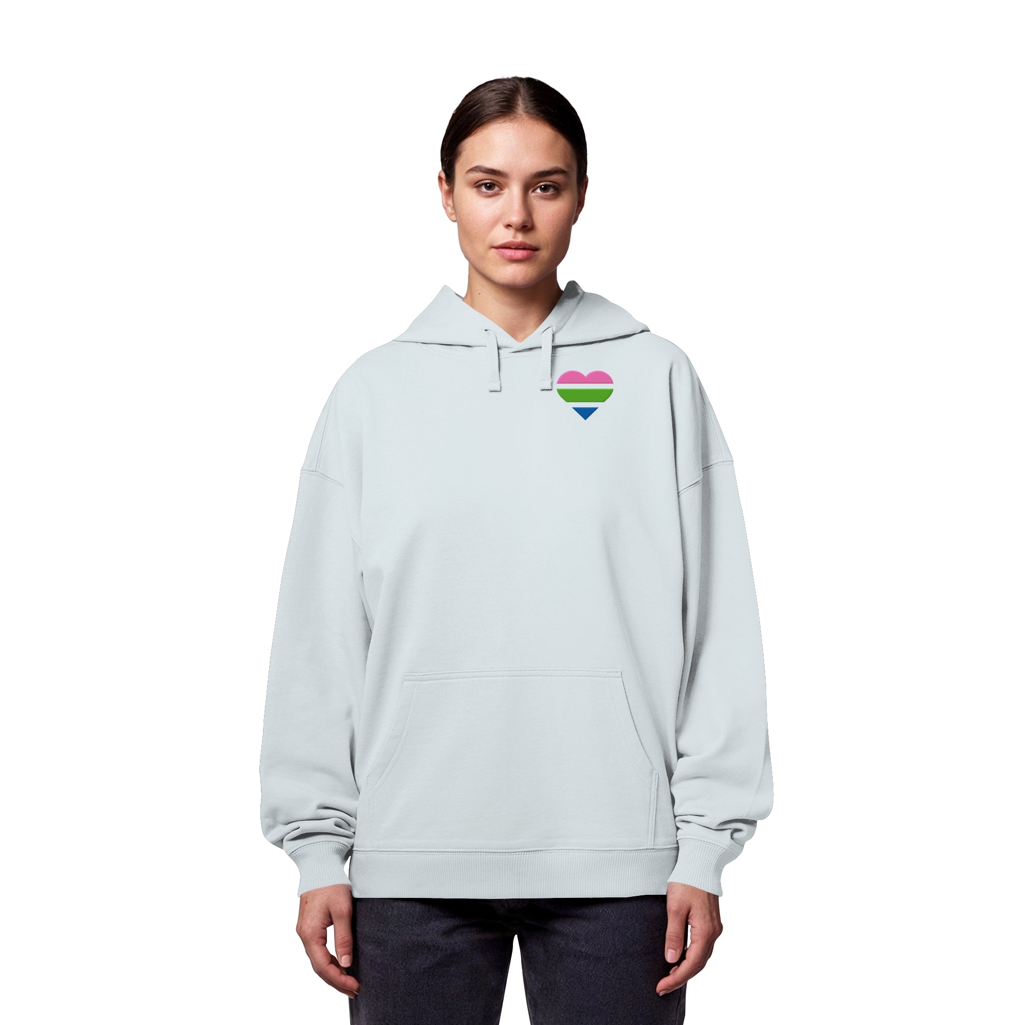 Organic Oversize Hoodie - Polysexual Flag Herz Stick