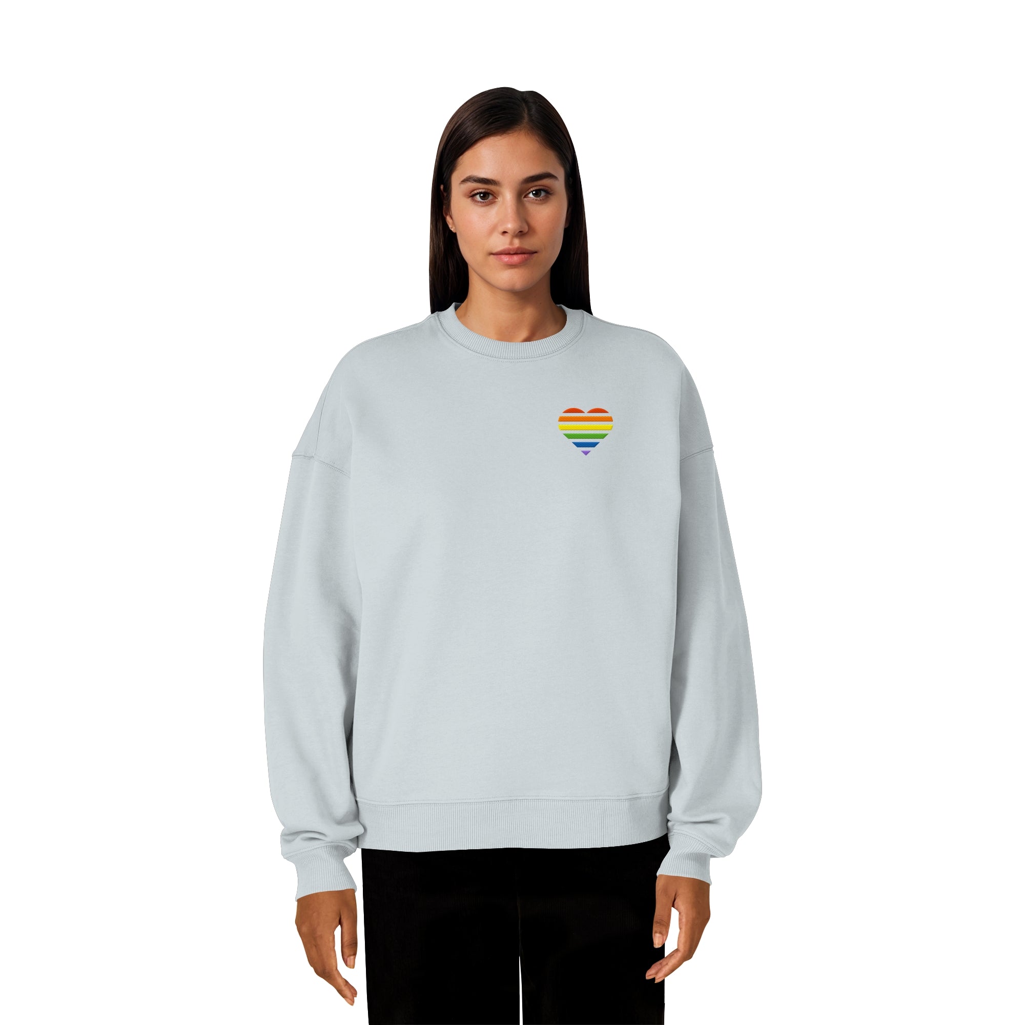 Organic Oversize Sweatshirt - Pride Flag Herz Stick