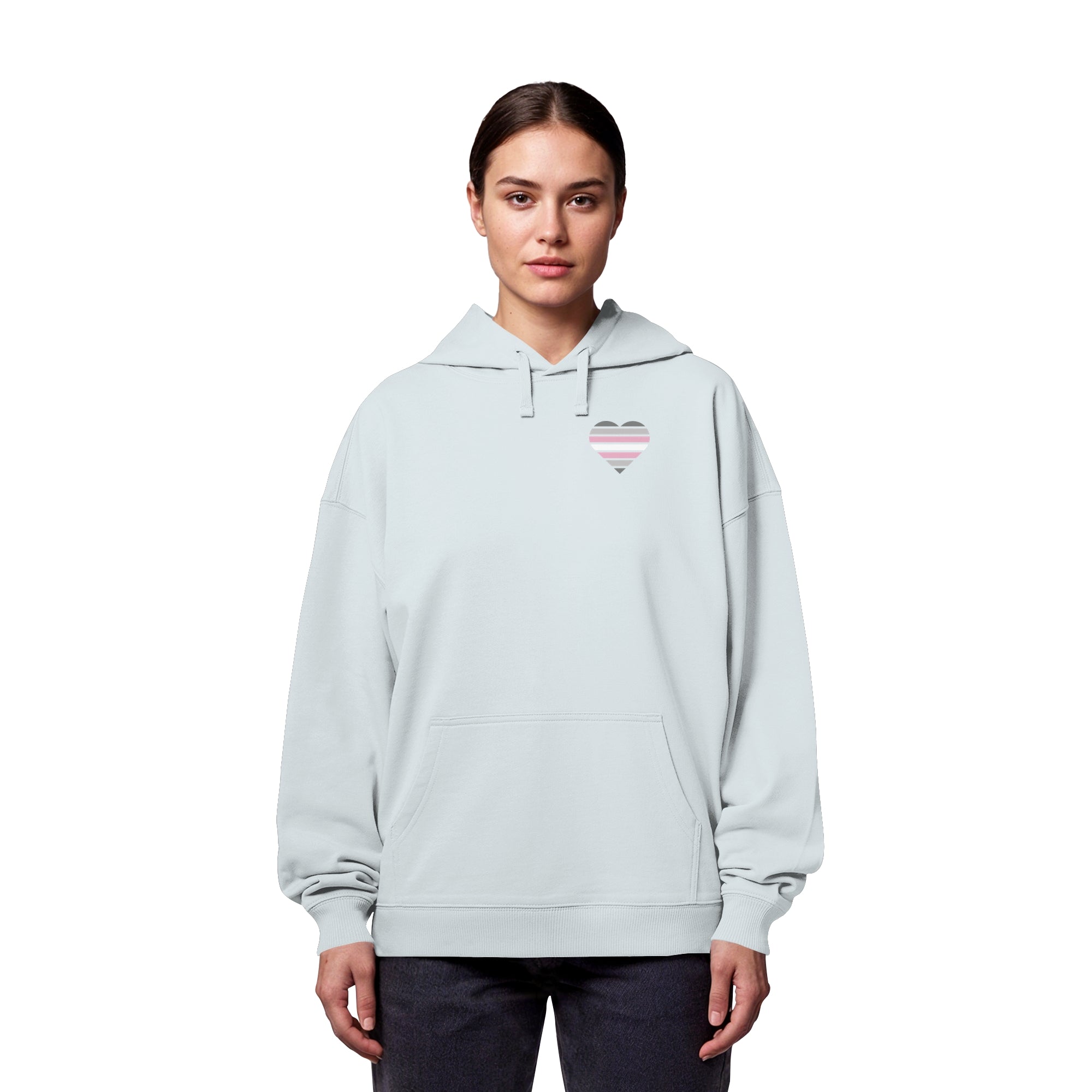 Organic Oversize Hoodie - Demigirl Flag Herz Print
