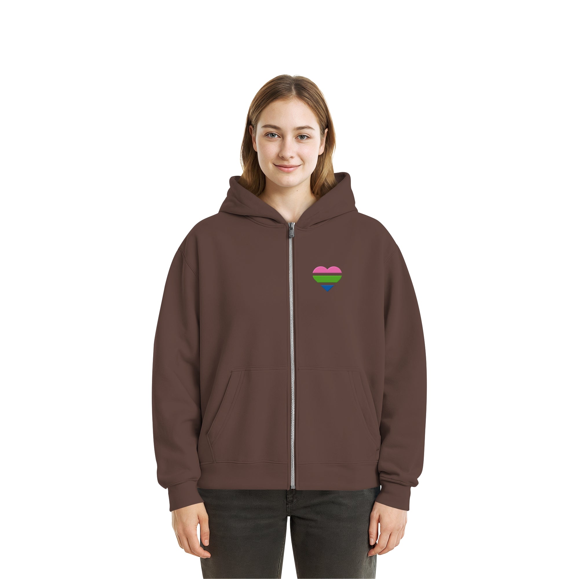 Fluffy Boxcut Zipper - Polysexual Flag Herz Stick