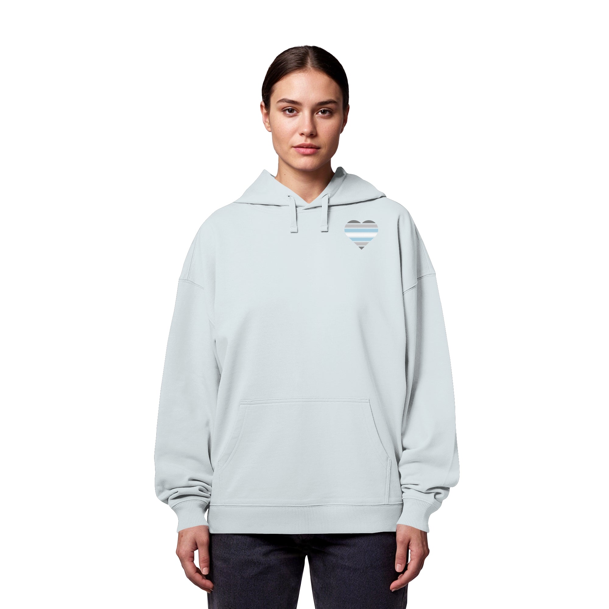 Organic Oversize Hoodie - Demiboy Flag Herz Print