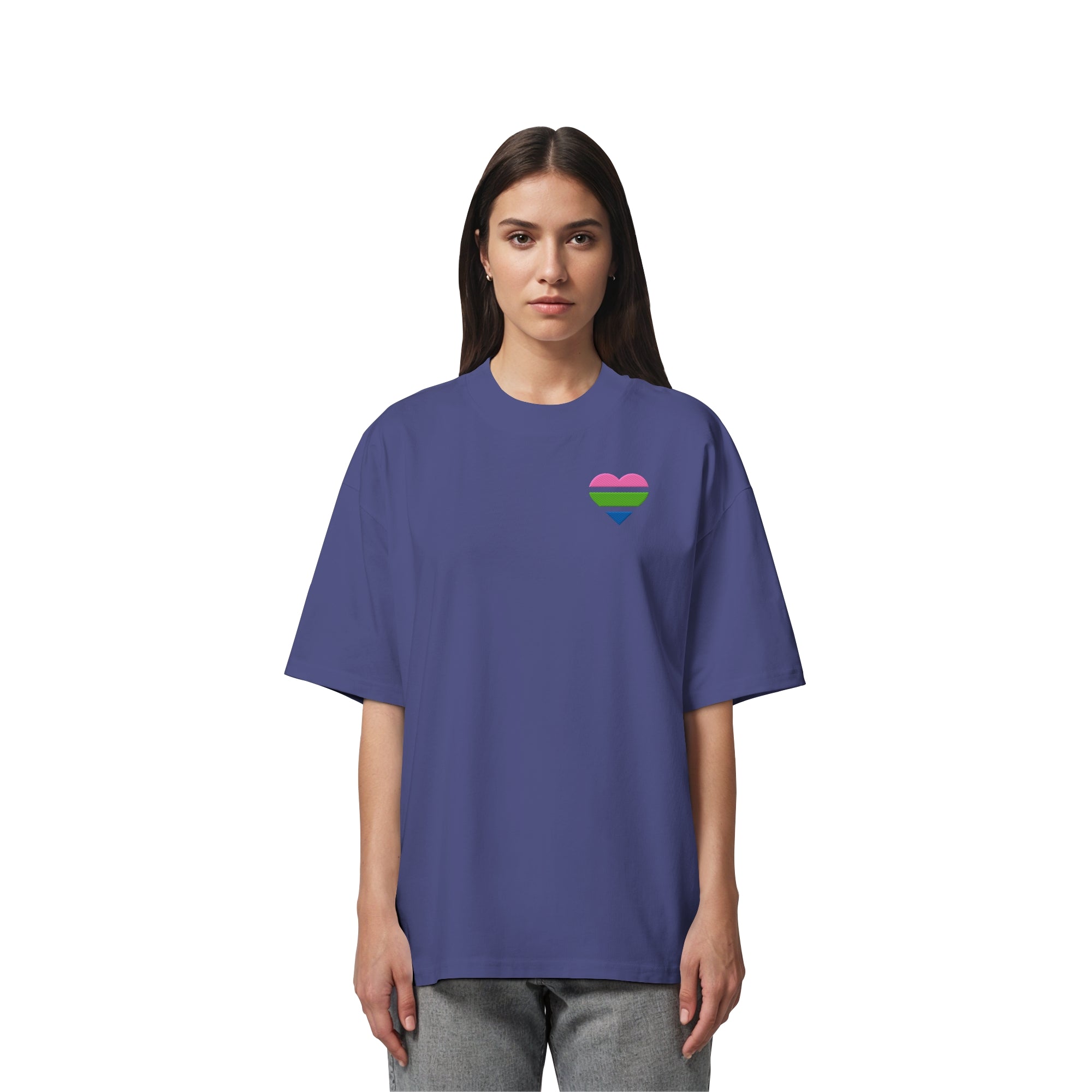 Organic Oversize Shirt - Polysexual Flag Herz Stick