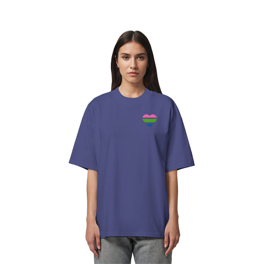 Organic Oversize Shirt - Polysexual Flag Herz Stick
