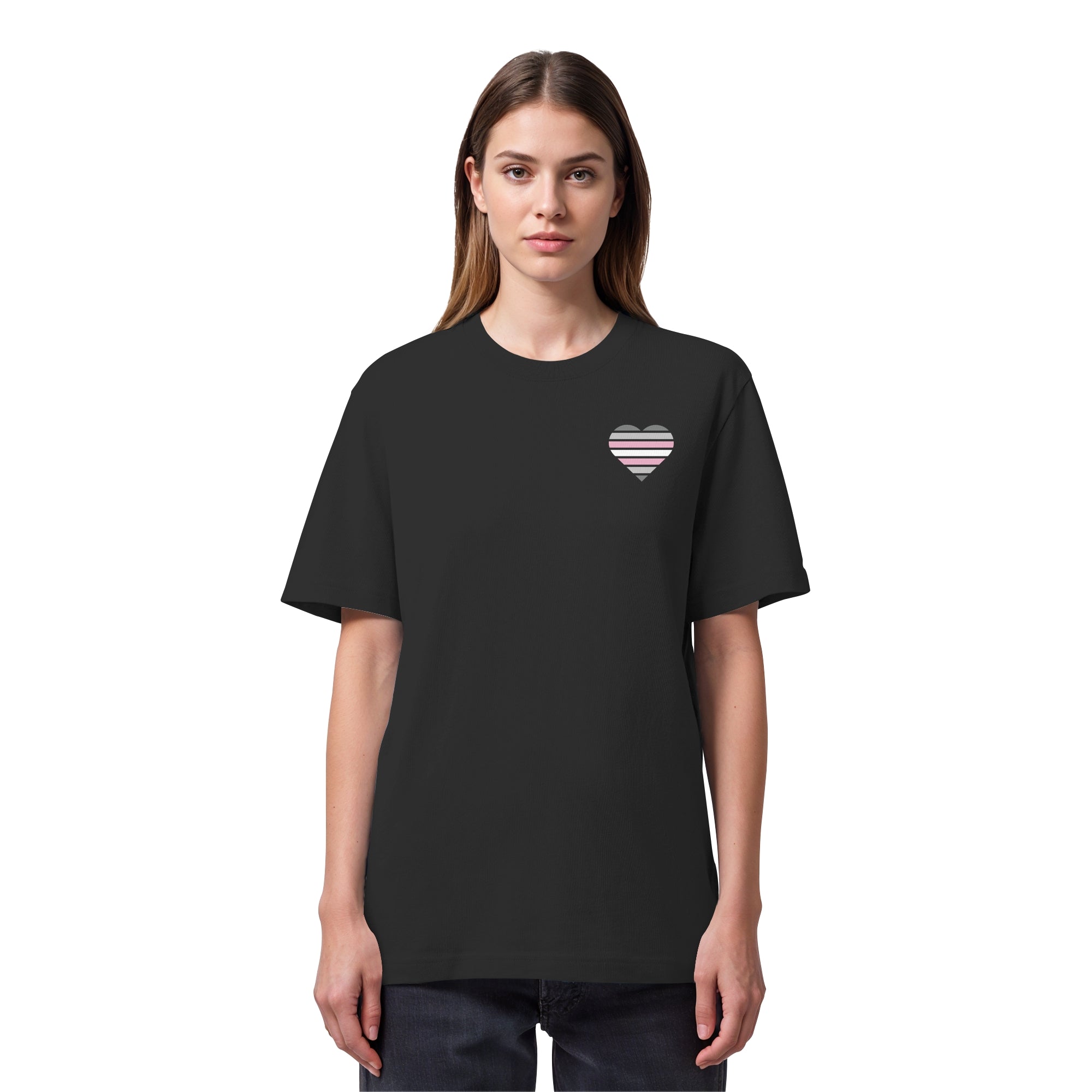 Organic Heavy Shirt - Demigirl Flag Herz Print