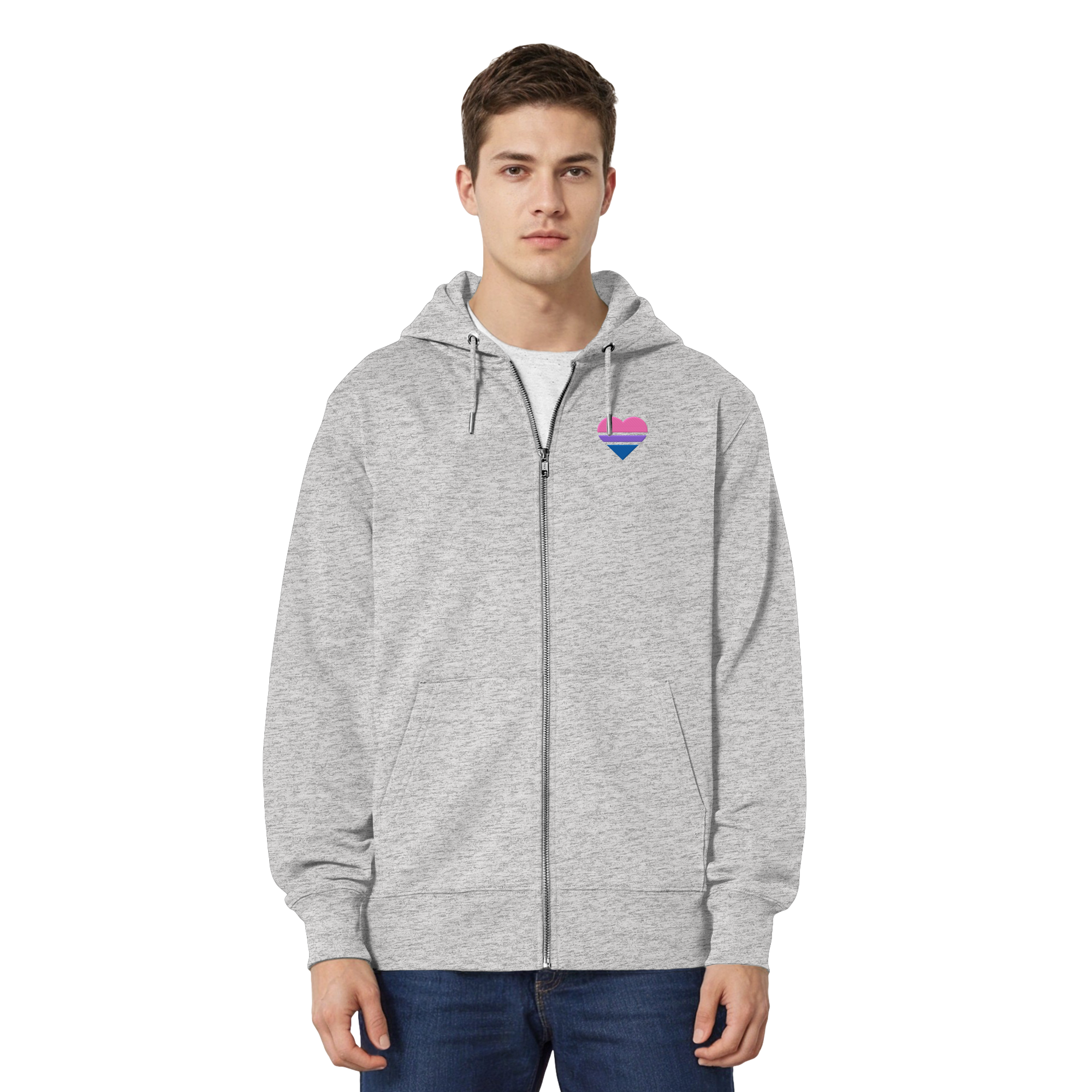 Organic Relaxed Zipper - Bisexual Flag Herz Stick