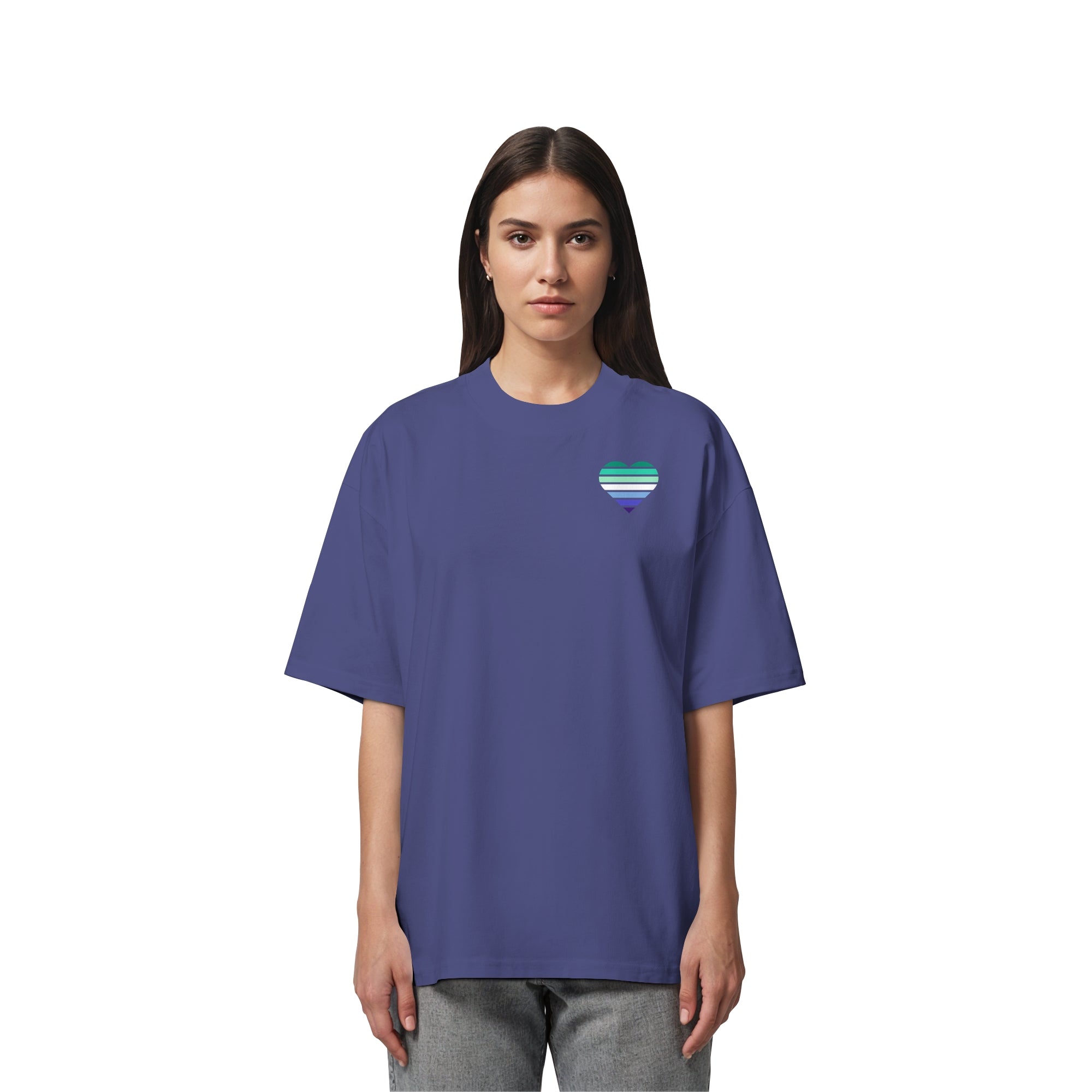 Organic Oversize Shirt - Gay Flag Herz Print