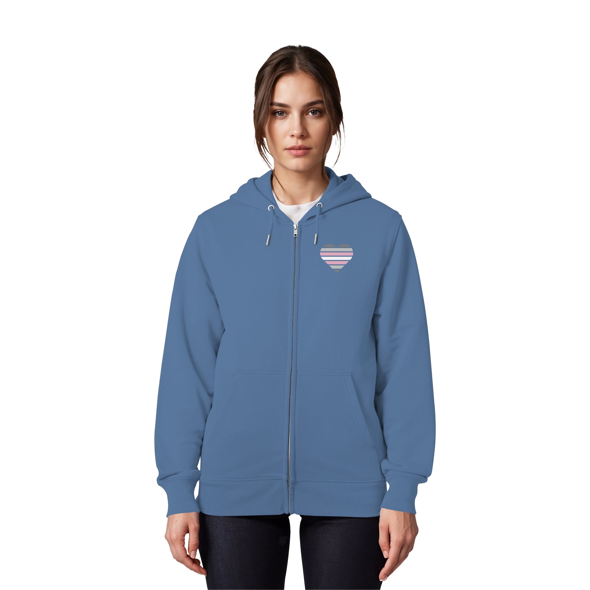 Organic Zipper - Demigirl Flag Herz Print