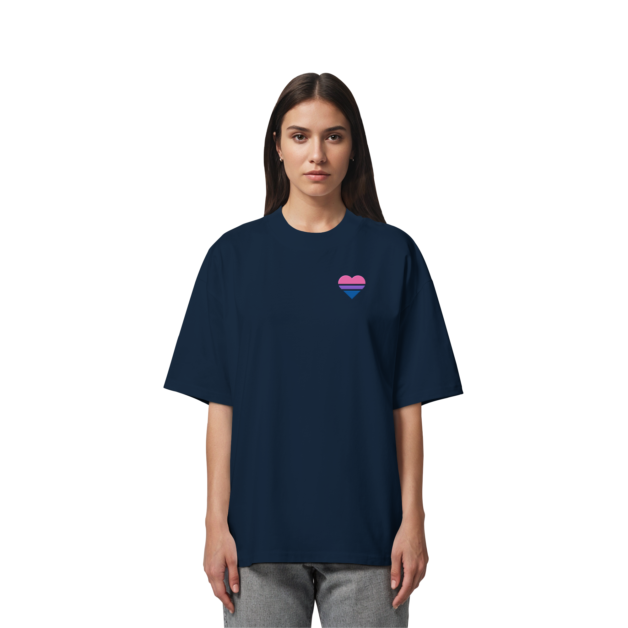 Organic Oversize Shirt - Bisexual Flag Herz Stick
