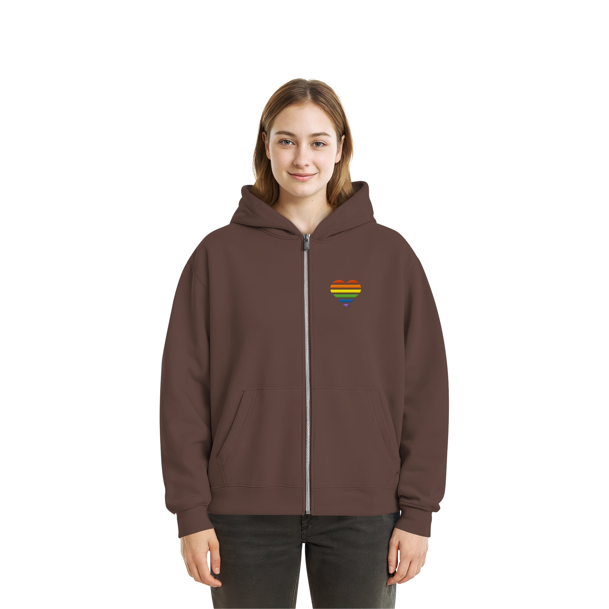 Fluffy Boxcut Zipper - Pride Flag Herz Stick