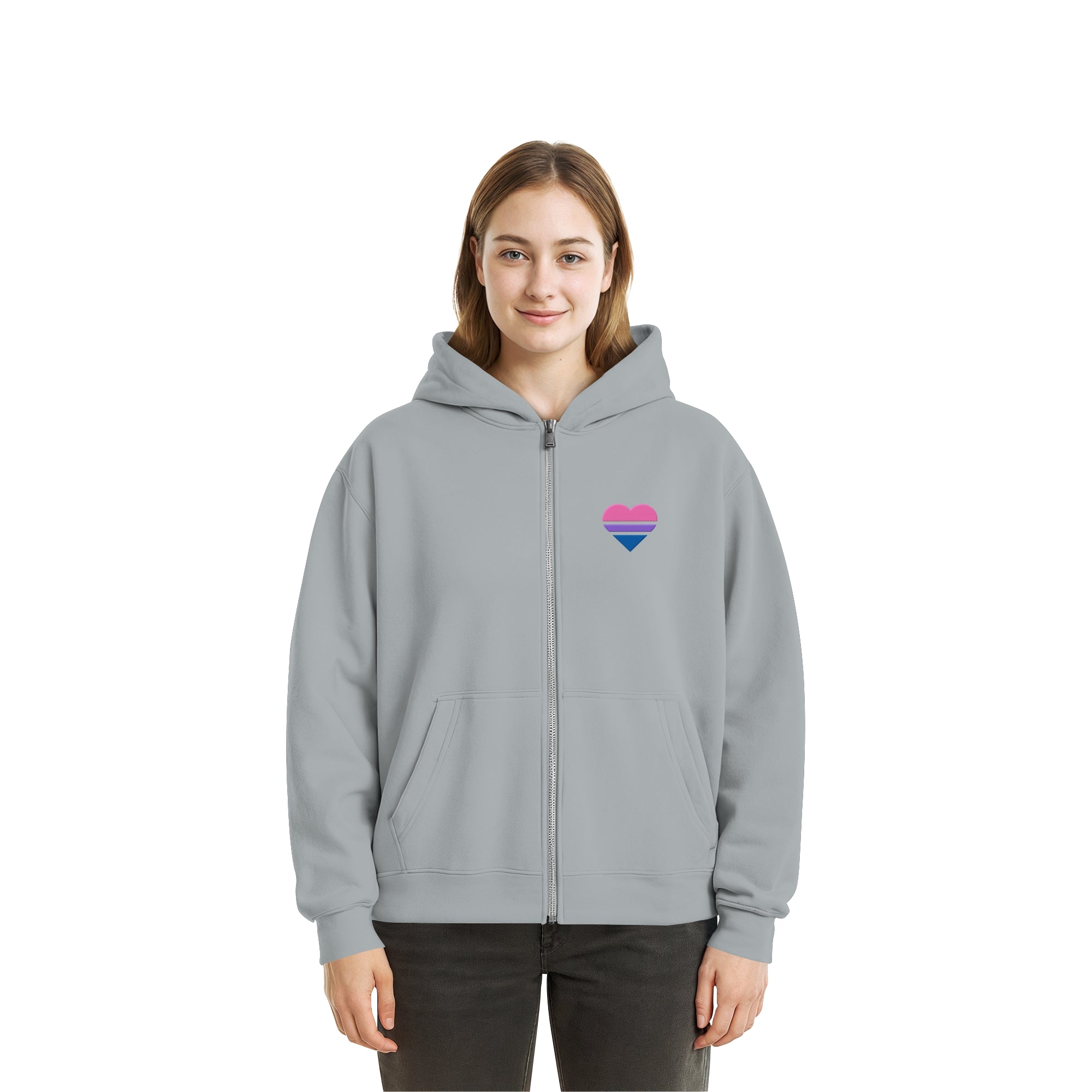Fluffy Boxcut Zipper - Bisexual Flag Herz Stick