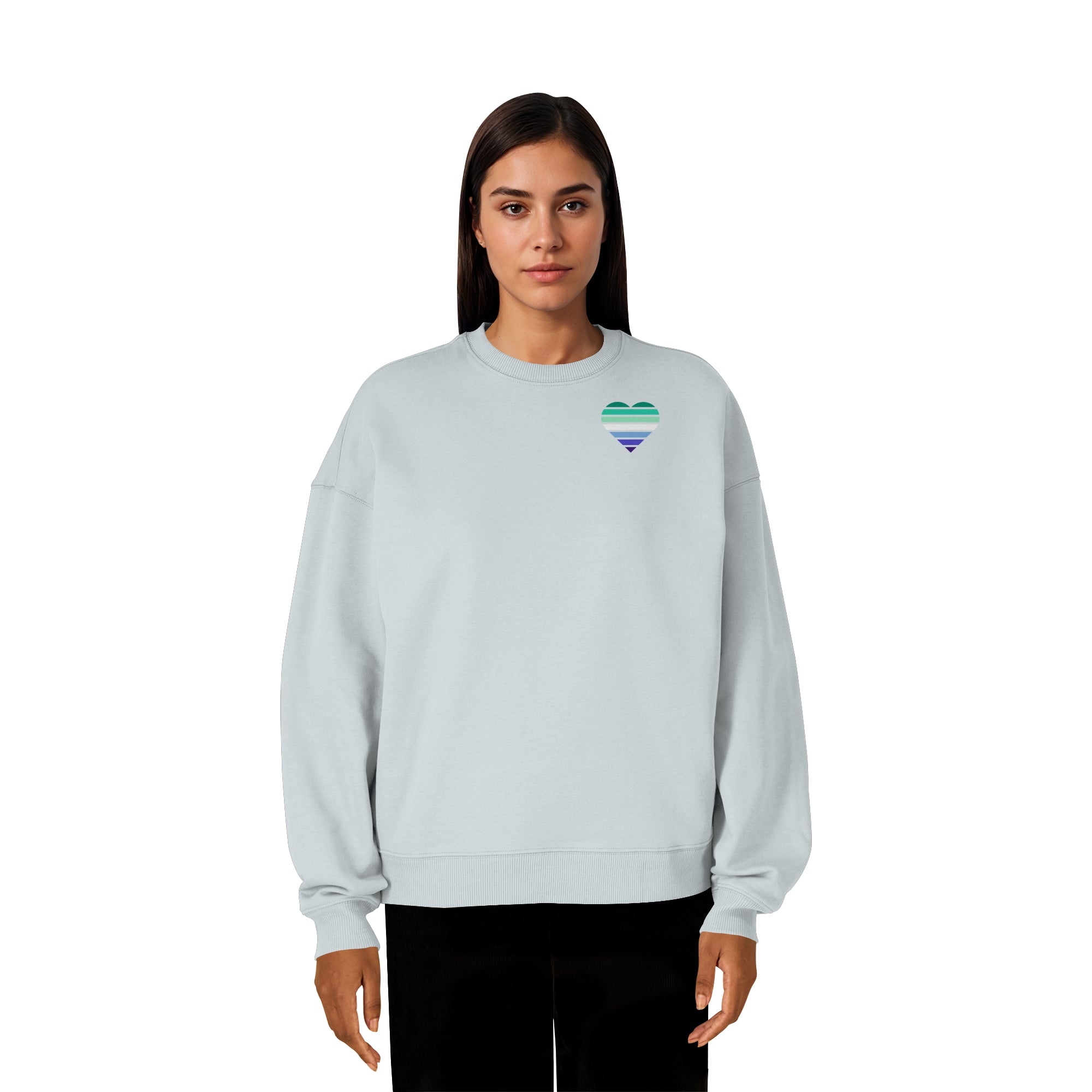 Organic Oversize Sweatshirt - Gay Flag Herz Print